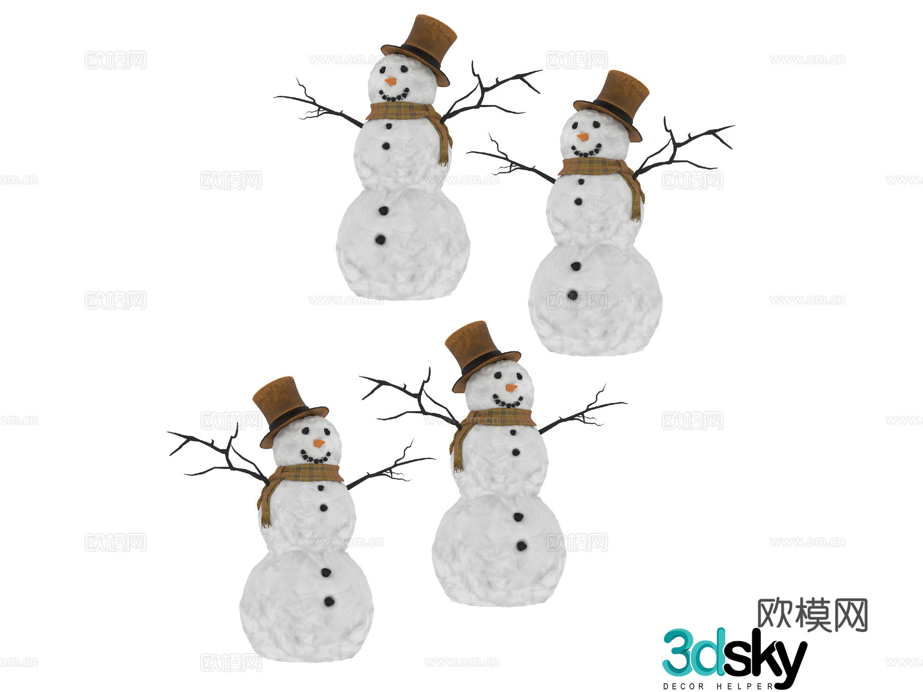 Snowman sculpture 3d model