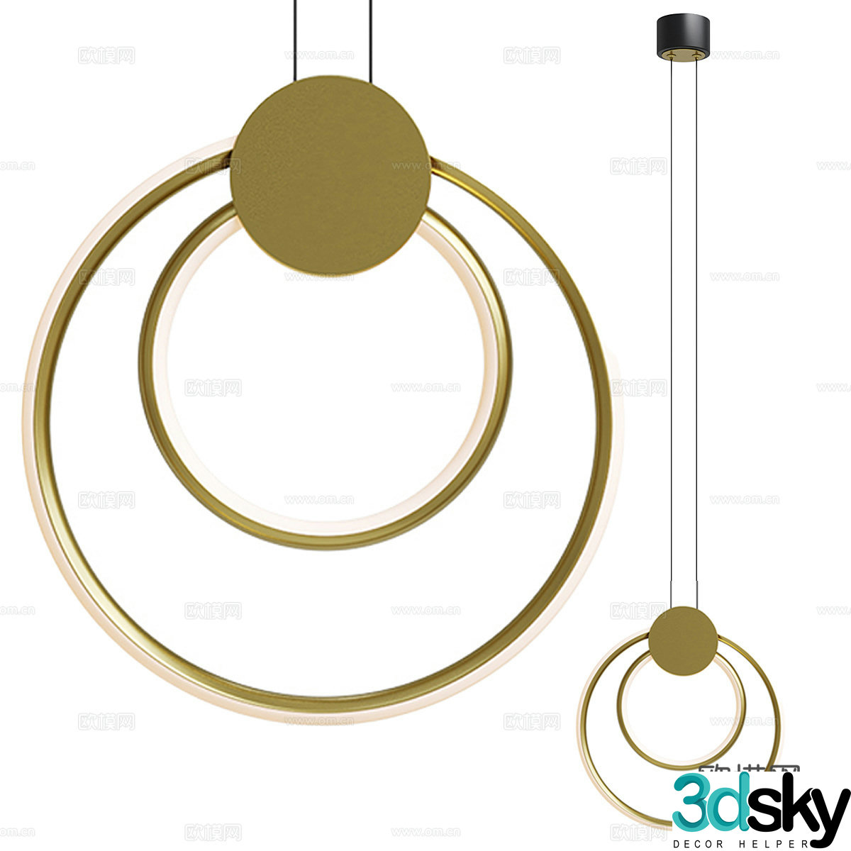 Light luxury chandelier ring chandelier 3d model
