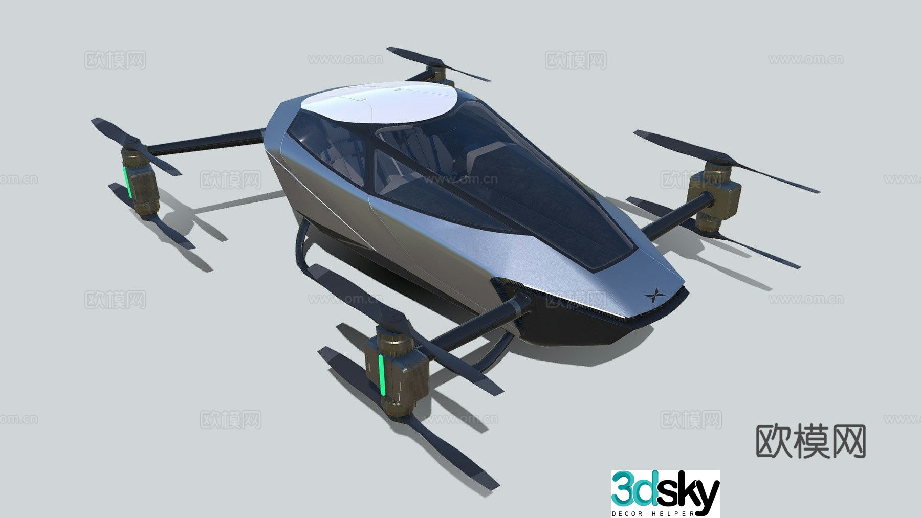 Electric car flying car 3d model
