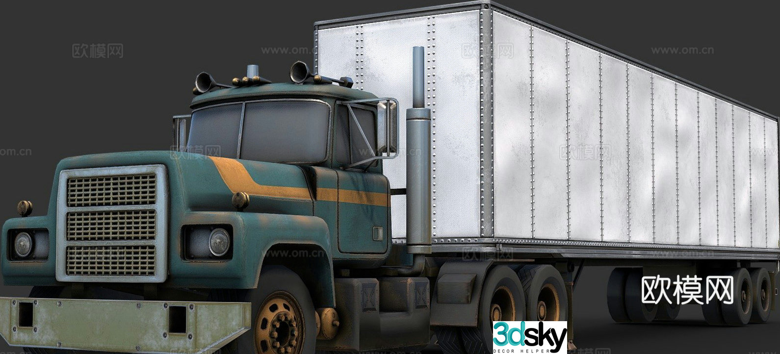 1980s semi truck car 3d model