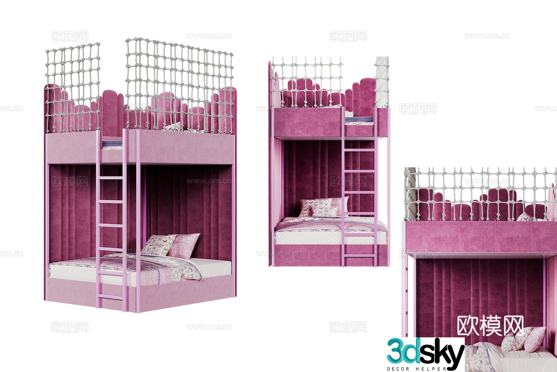 Modern children’s bed bunk bed 3d model