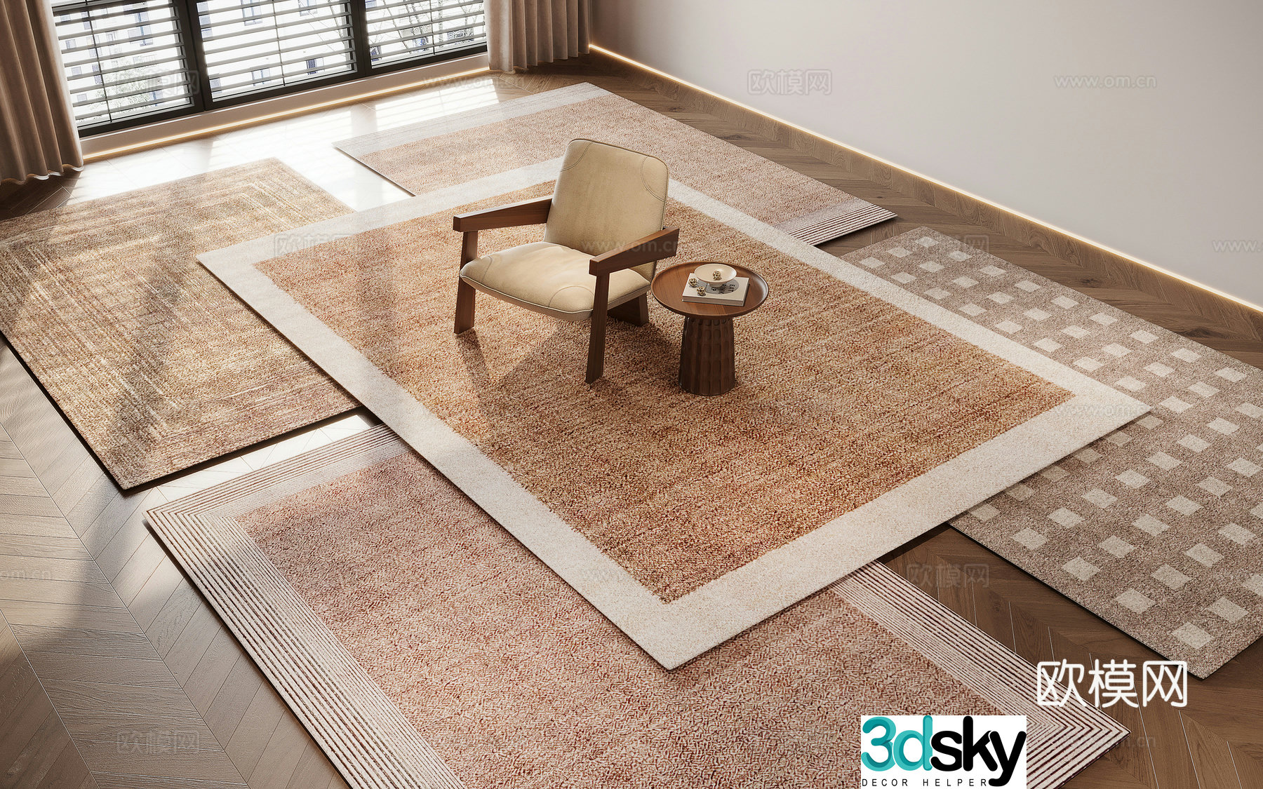 Simple carpet square carpet 3d model