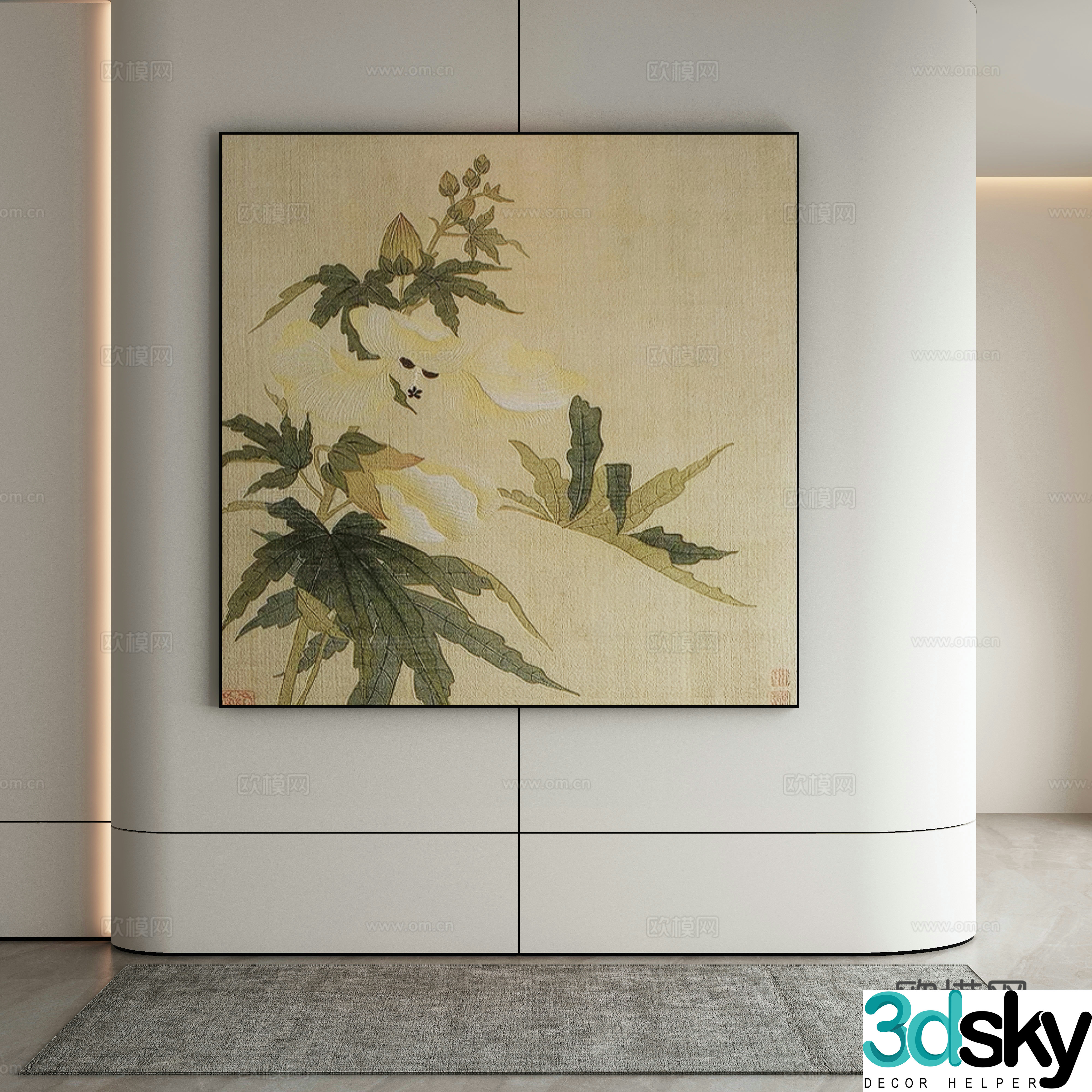 New Chinese style decorative painting art painting hanging painting 3d model