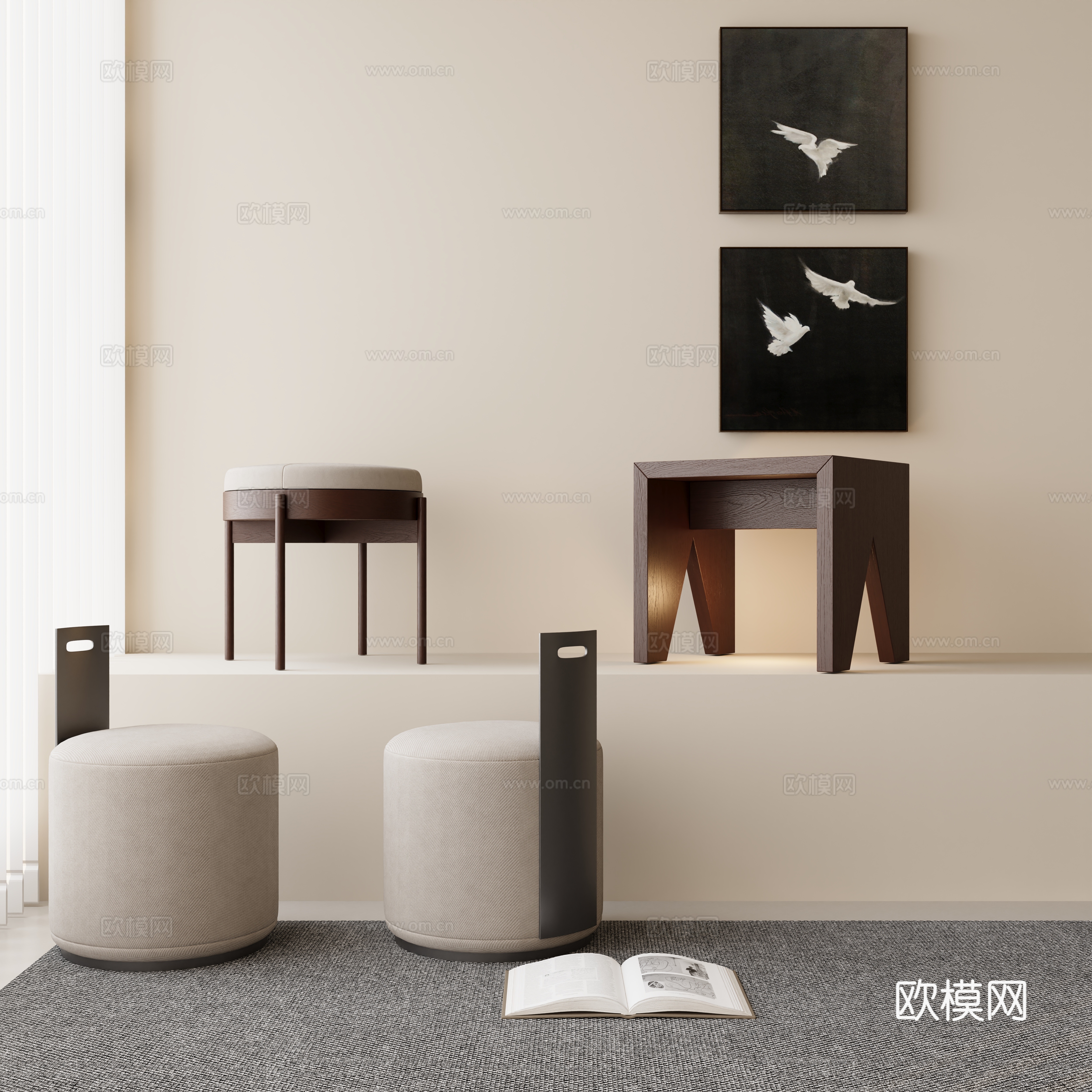 Stool round stool sofa stool low stool 3d model