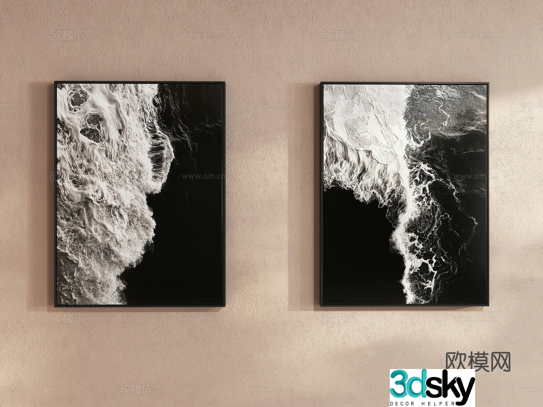 Modern oil painting hanging painting decorative painting 3d model