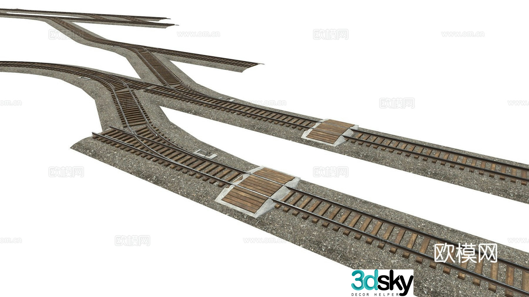 train track railroad track 3d model