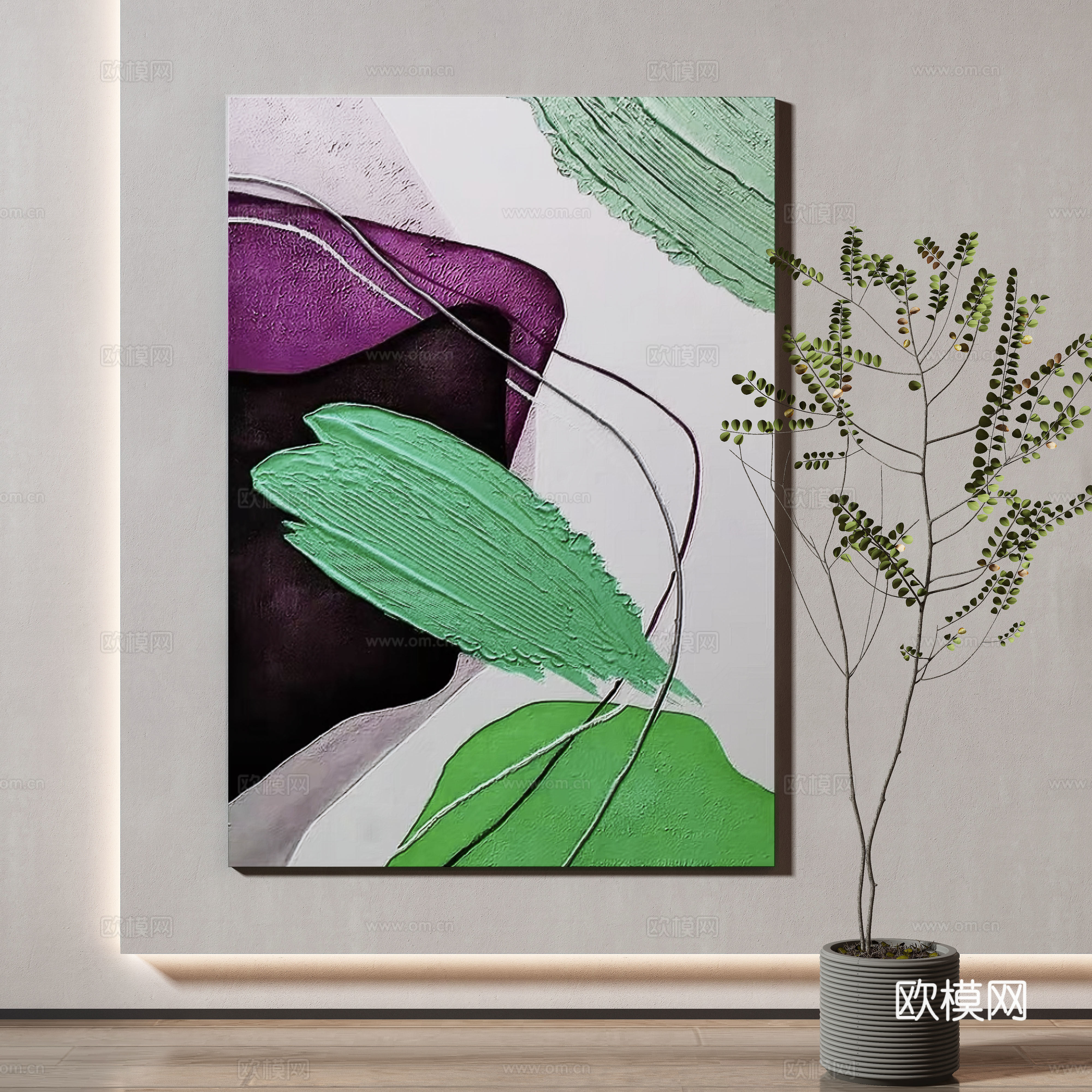 Modern texture painting decorative painting 3d model