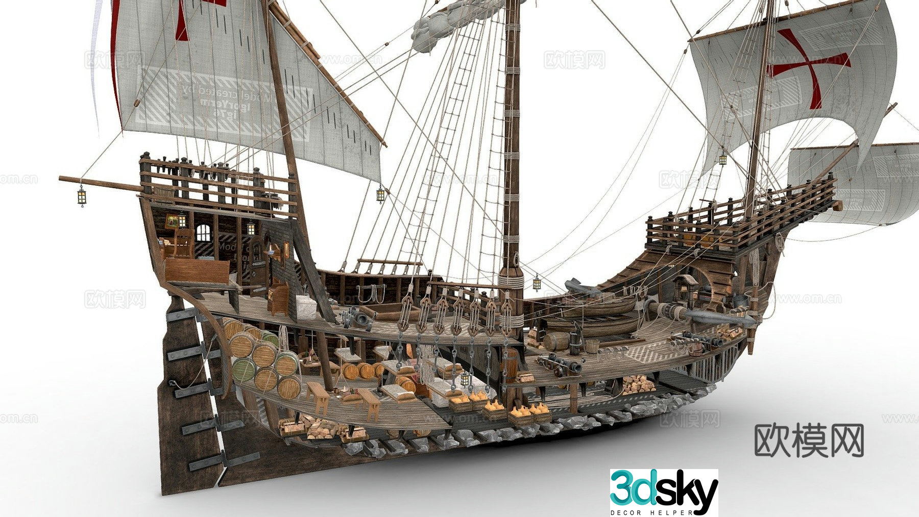 Columbus' ship Santa Maria 3d model