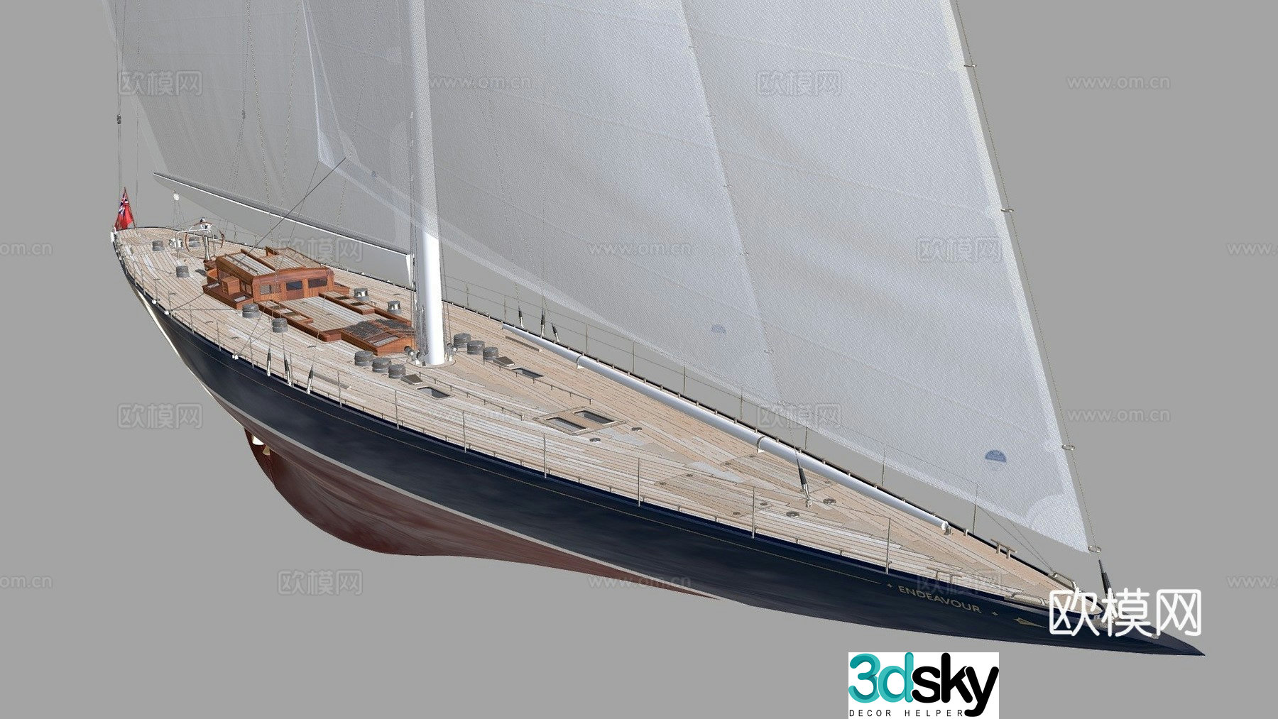 J class yacht Endeavor sailing ship 3d model