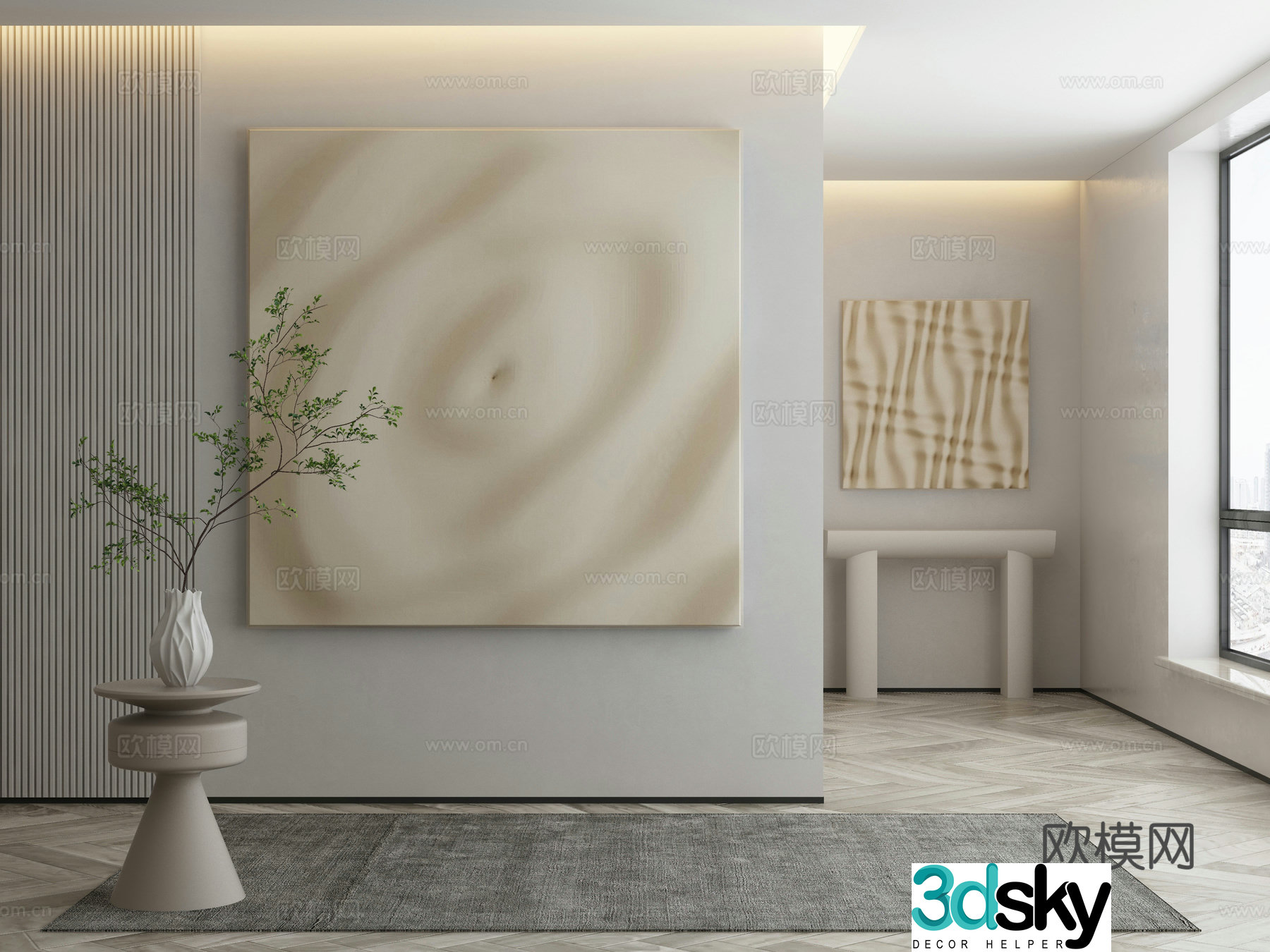 Modern texture painting decorative painting 3d model