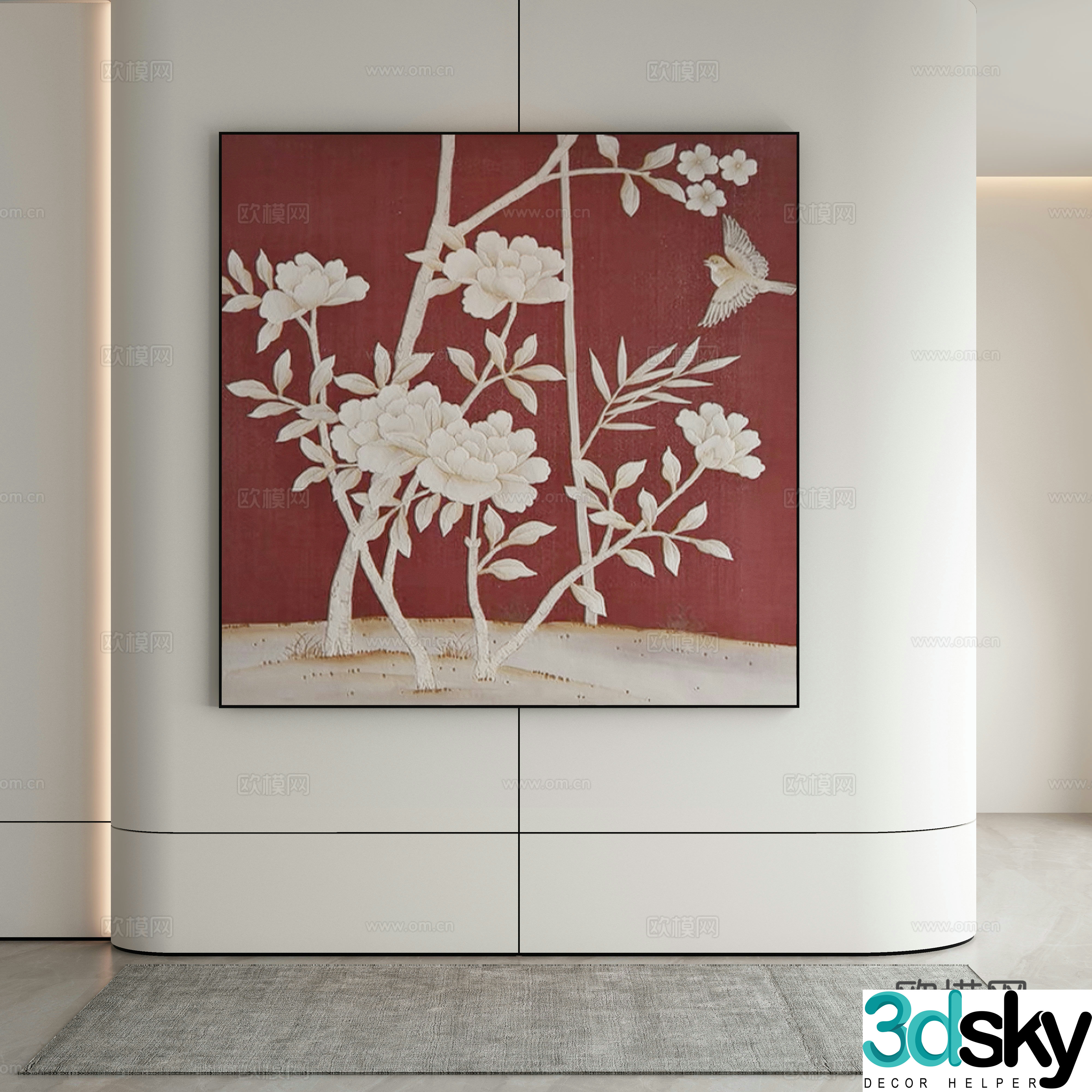 New Chinese style flower painting decorative painting 3d model