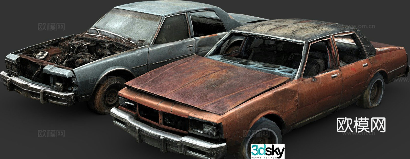 Abandoned car sedan 3d model