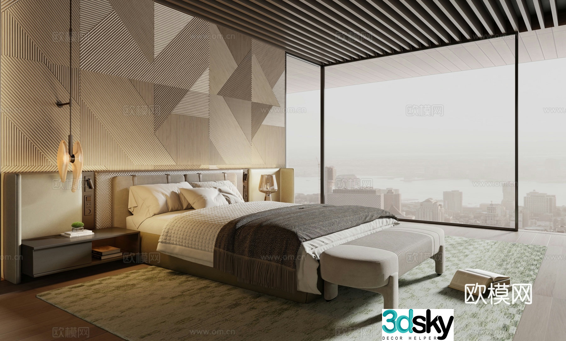 Italian double bed 3d model