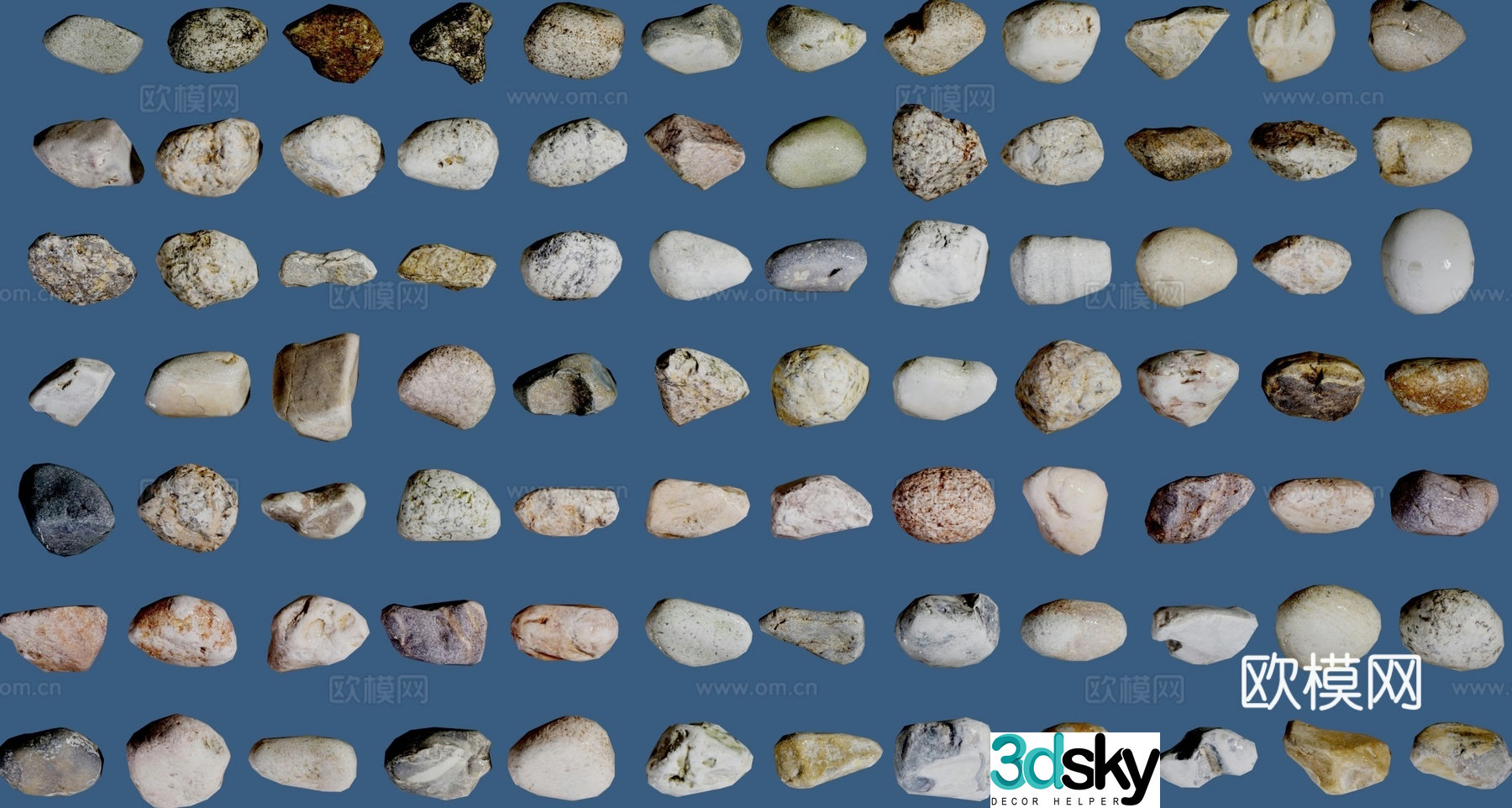 Landscape stones pebbles small stones 3d model