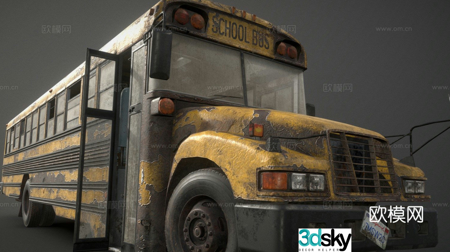 Abandoned school bus 3d model