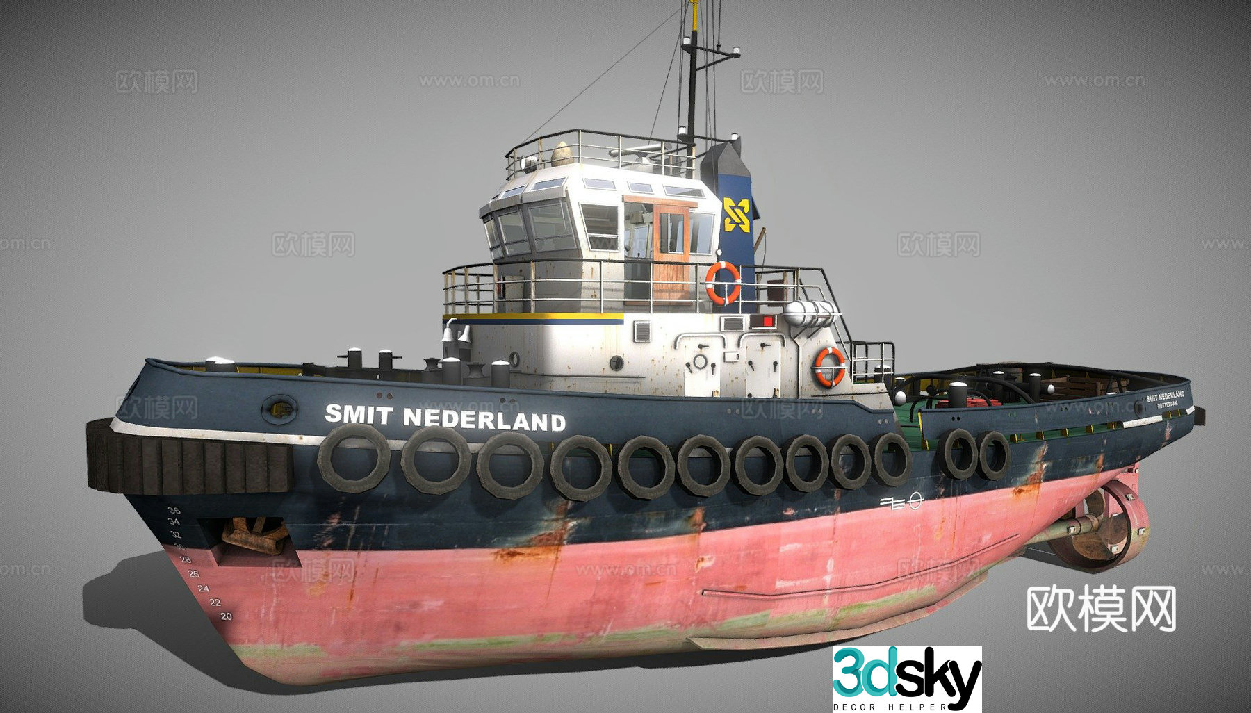 Ocean Tug Ship Vessel (1979) 3d model