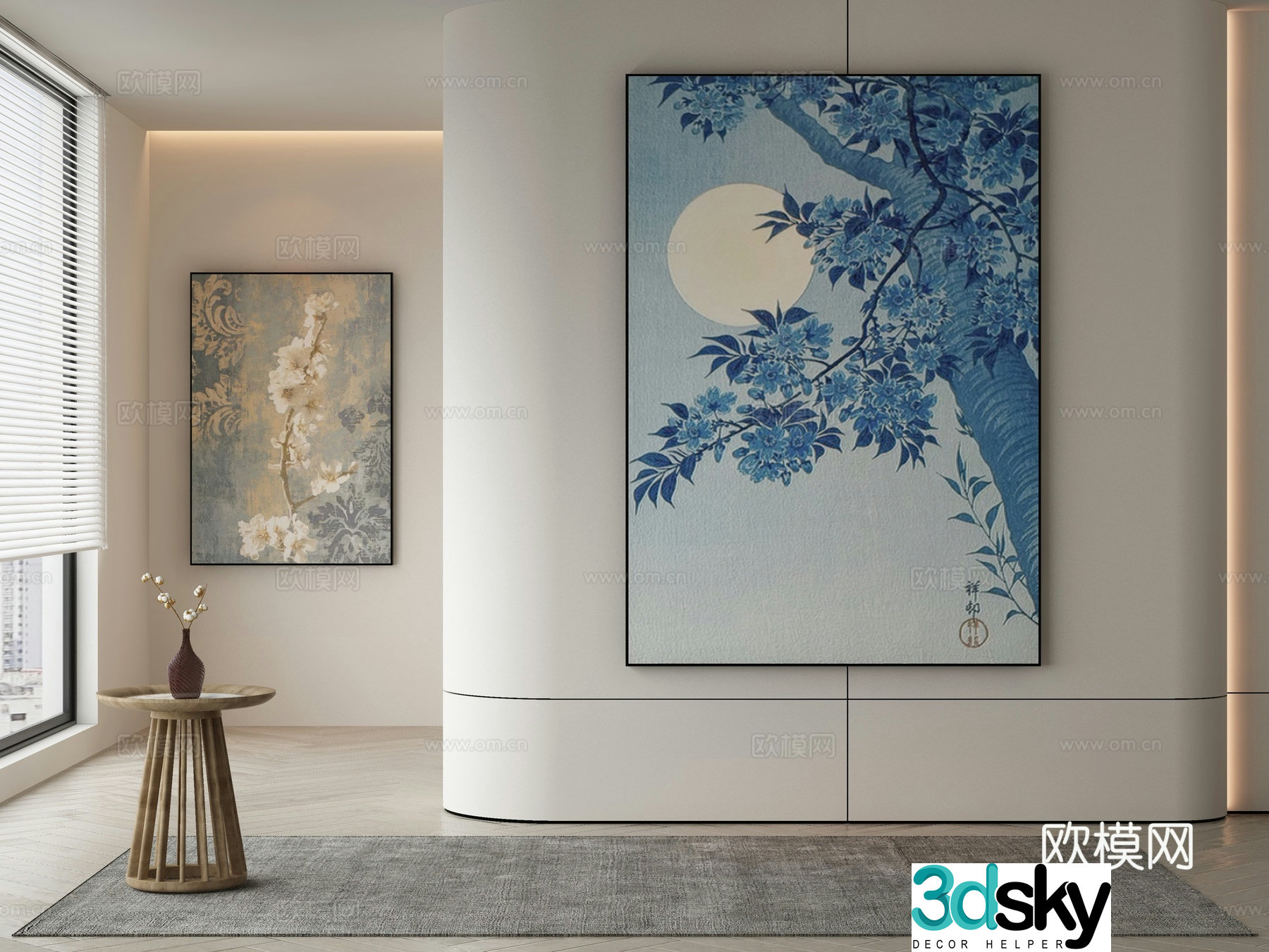 New Chinese style decorative painting art painting hanging painting 3d model