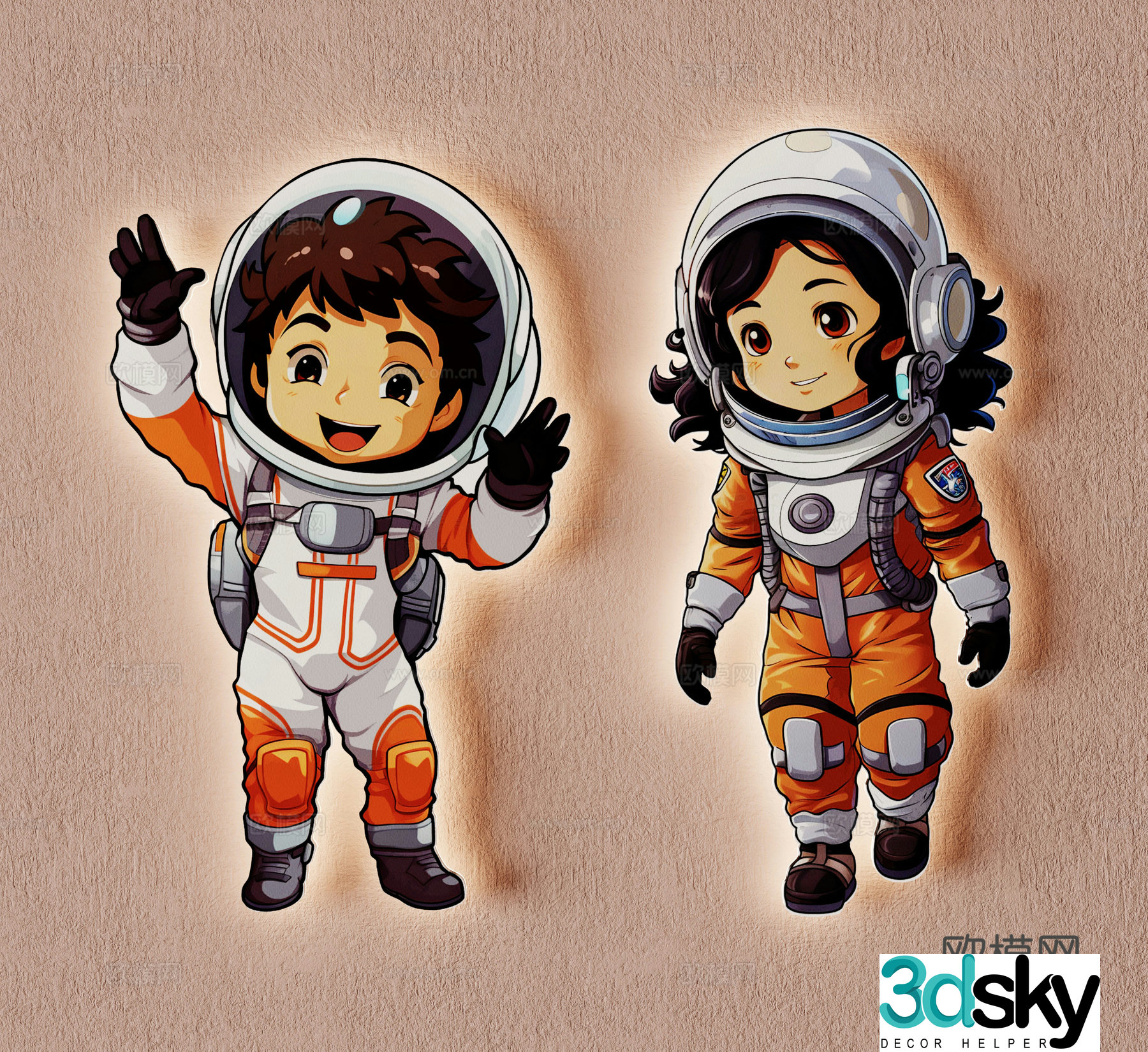 Astronaut pattern astronaut silhouette wall decoration 3d model