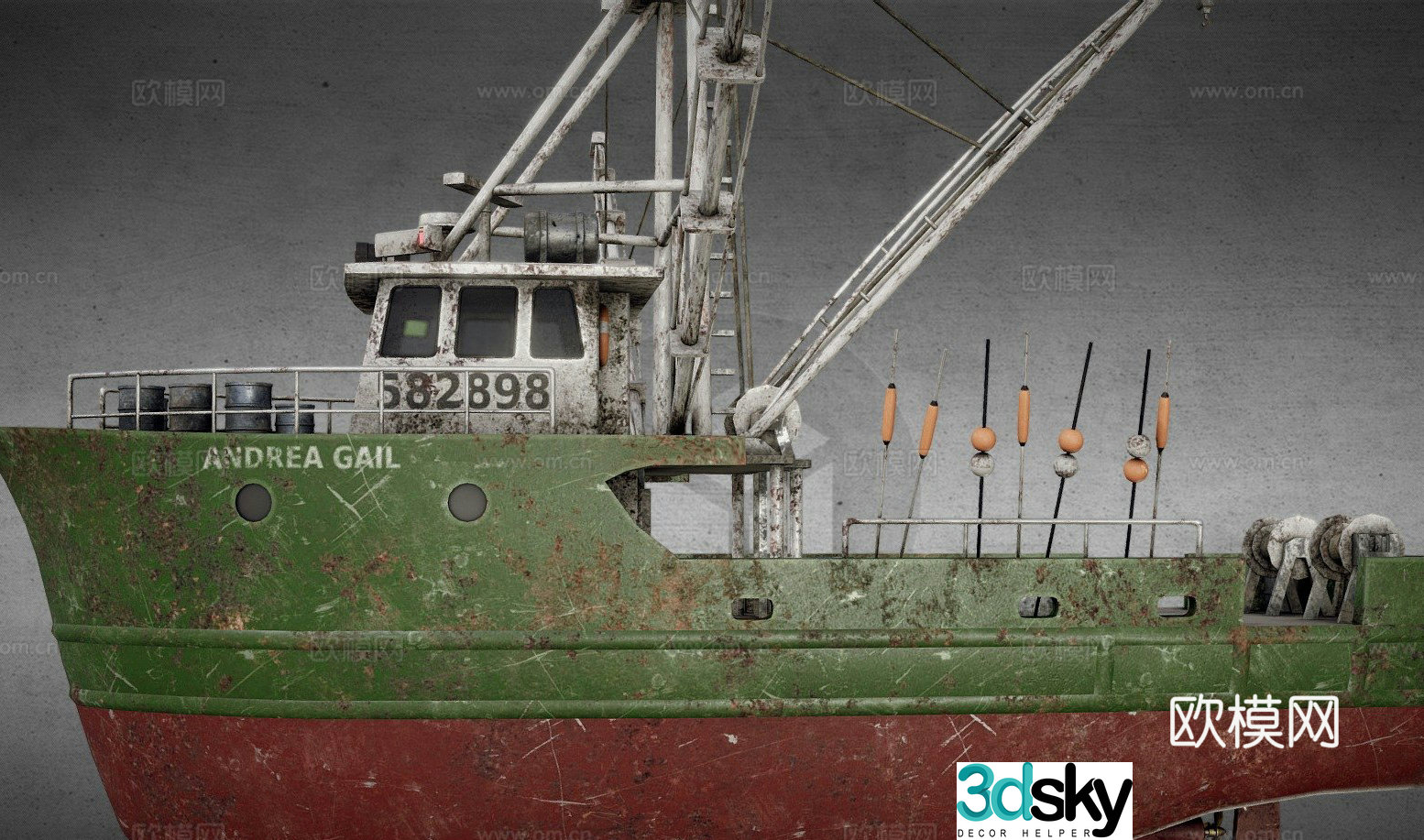 fishing boat ship old boat 3d model
