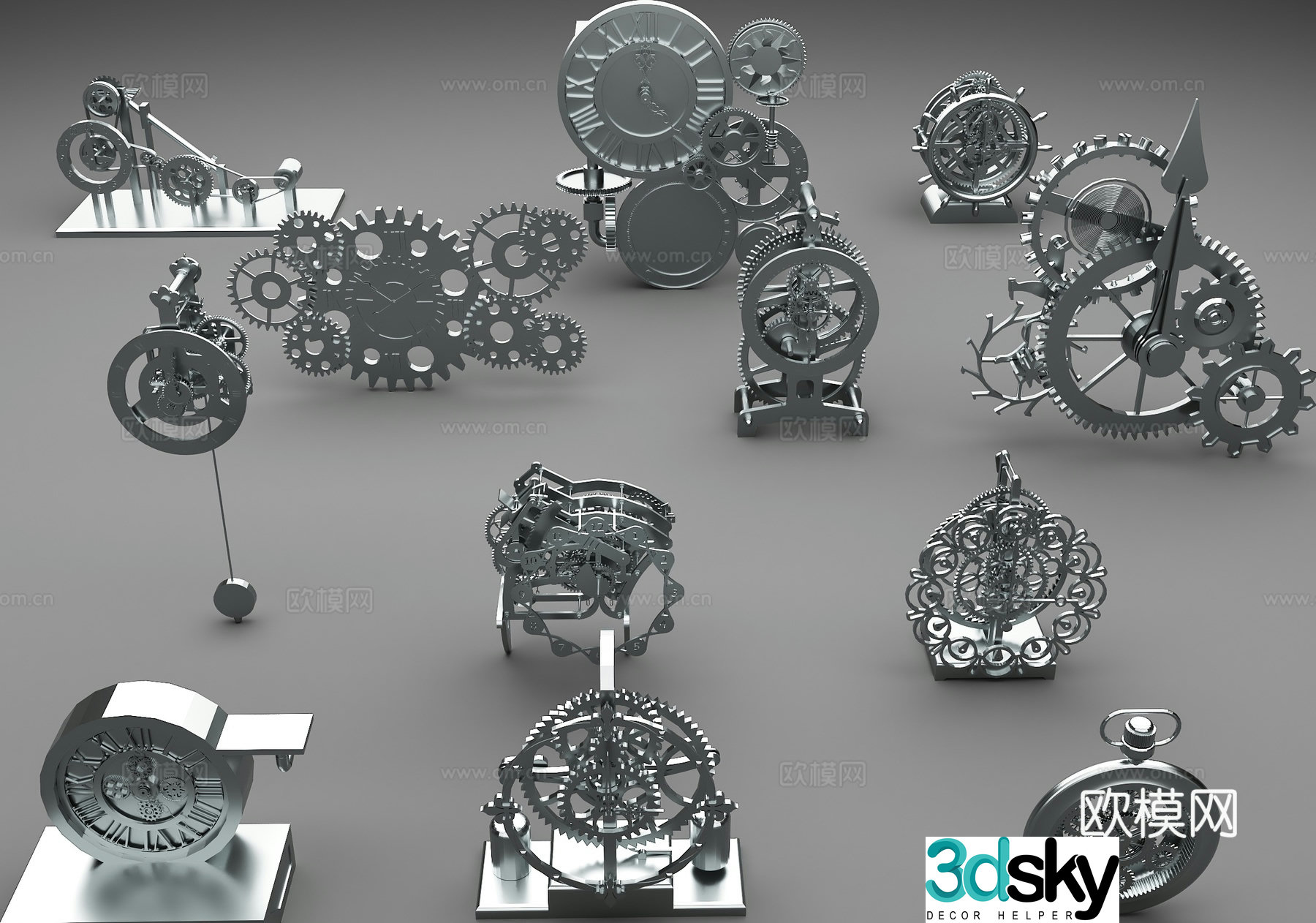 clock steampunk clock gear clock gear clock 3d model