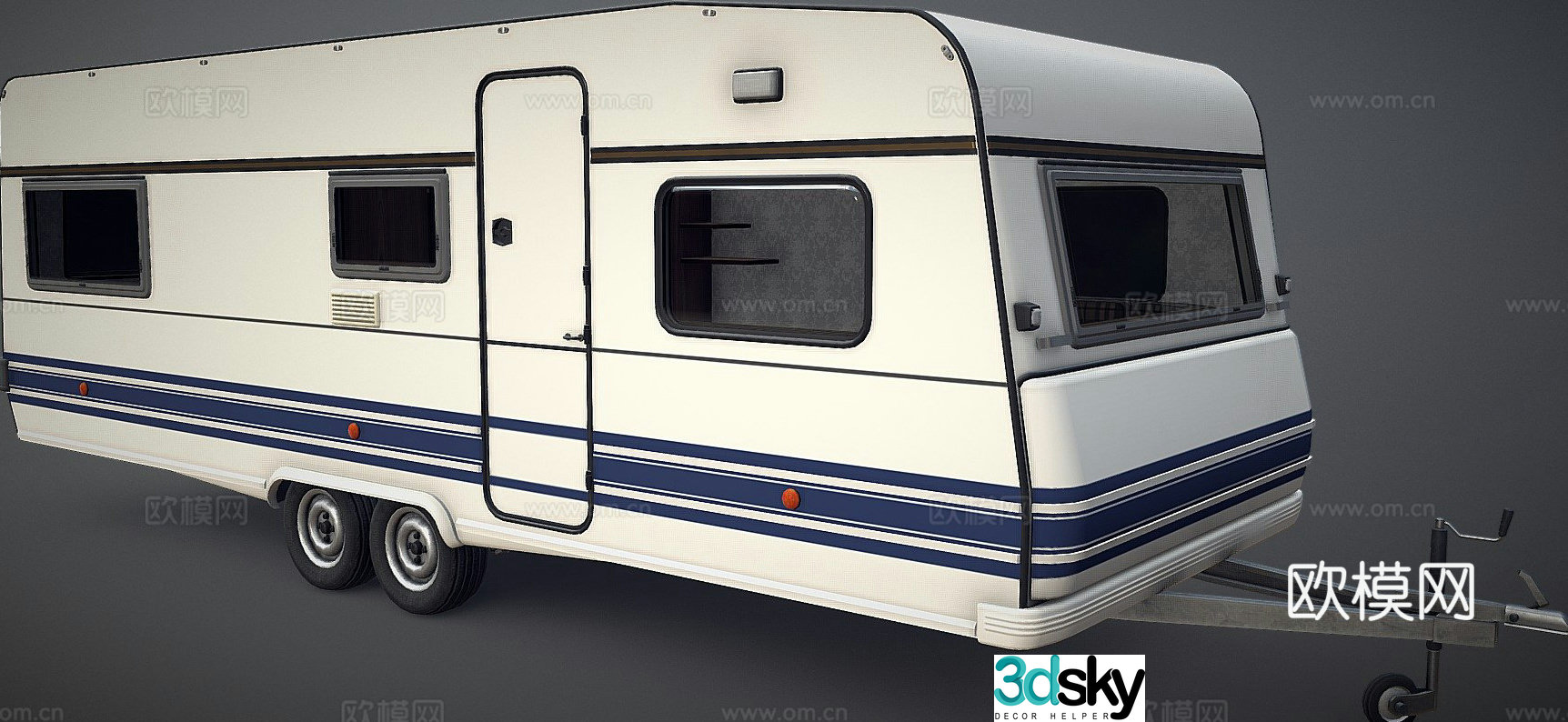 car rv camper trailer 3d model