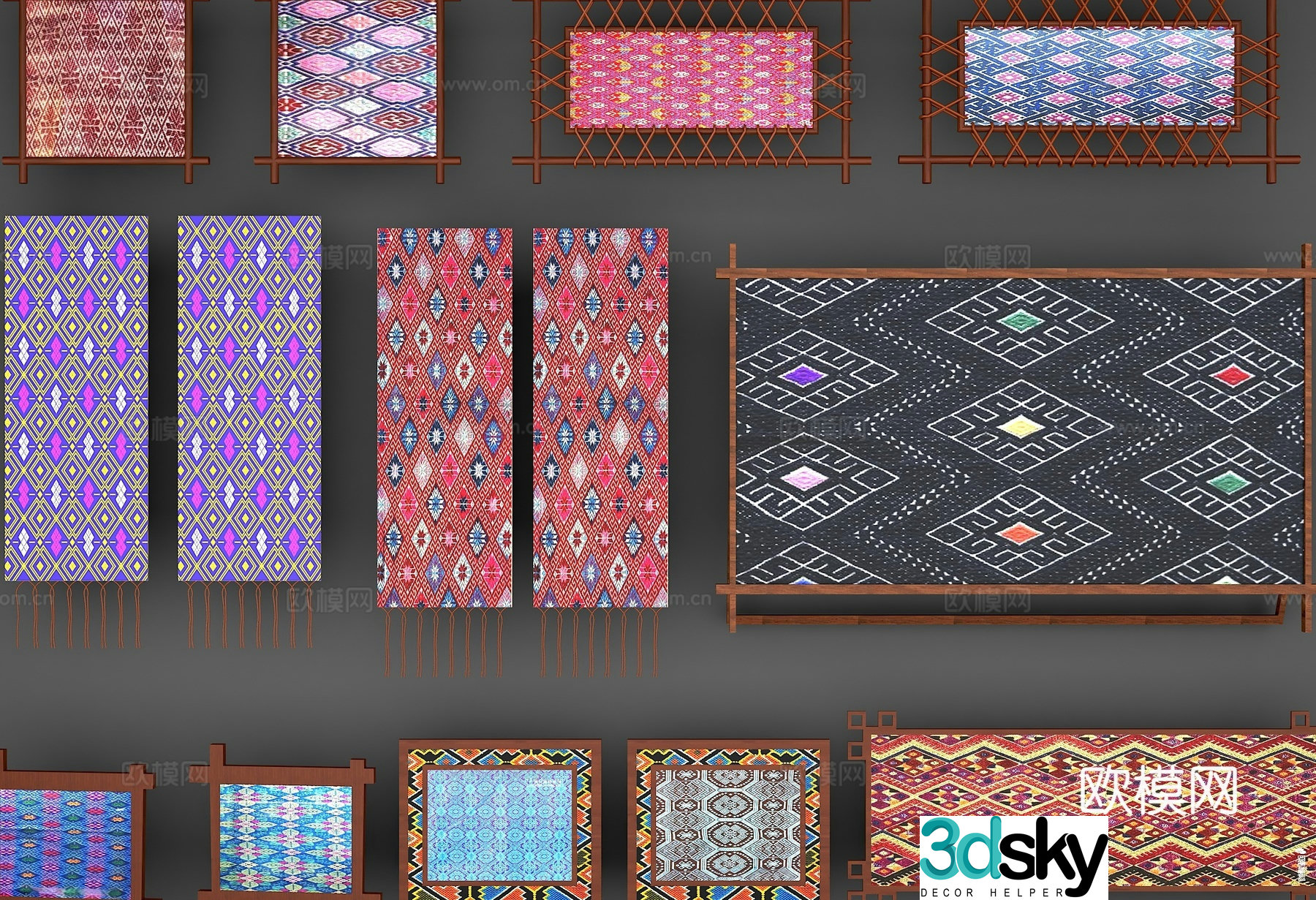 Zhuang Brocade Ethnic Decoration Zhuang Pattern Ethnic Pattern Ethnic Pattern 3D Model