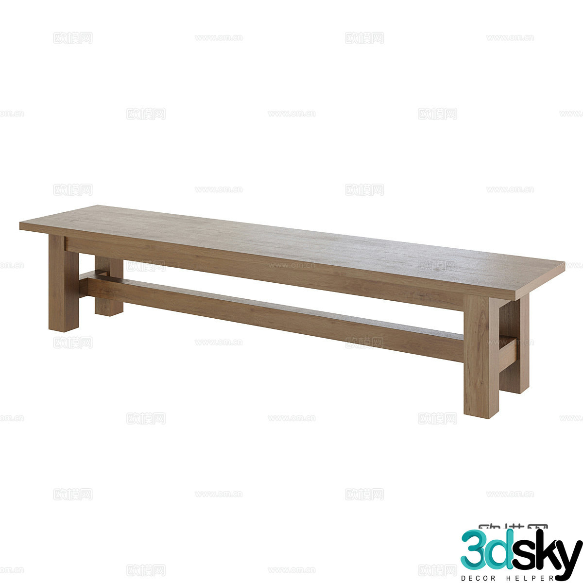 stool bench wooden stool 3d model
