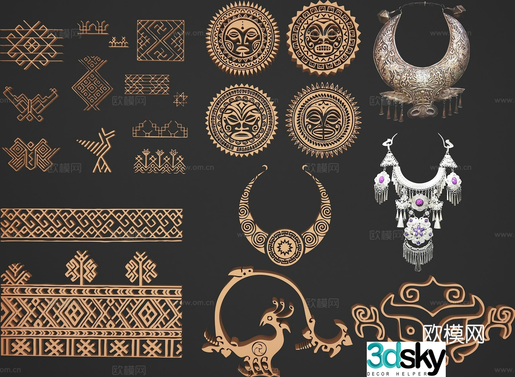 Ethnic pattern totem wall decoration hanging decoration 3D model