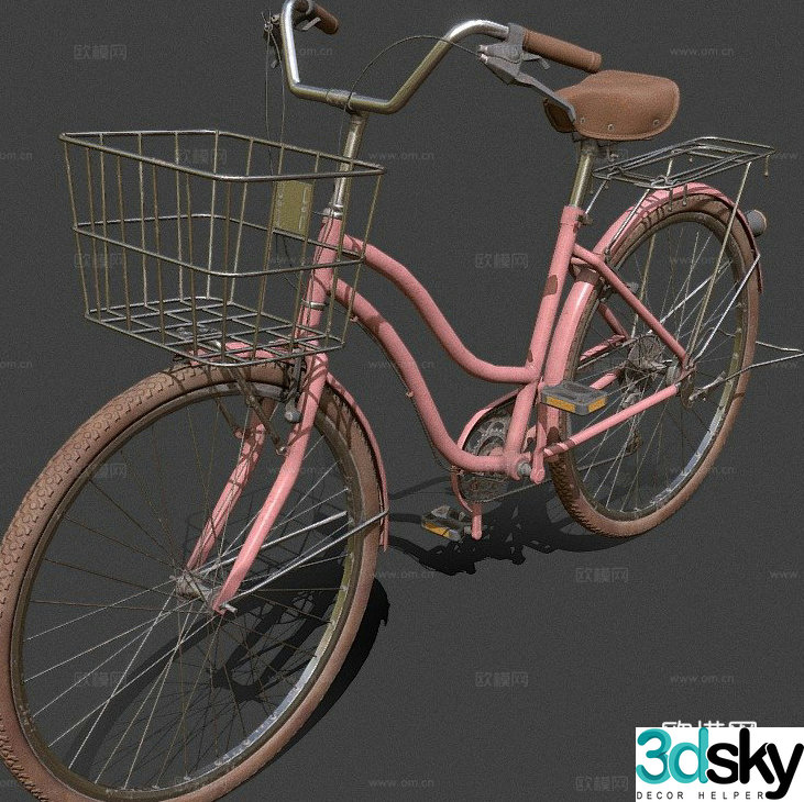 pink bicycle bicycle 3d model