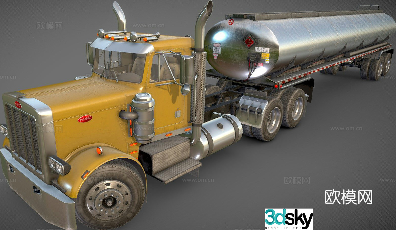 Oil tank semi truck 3d model
