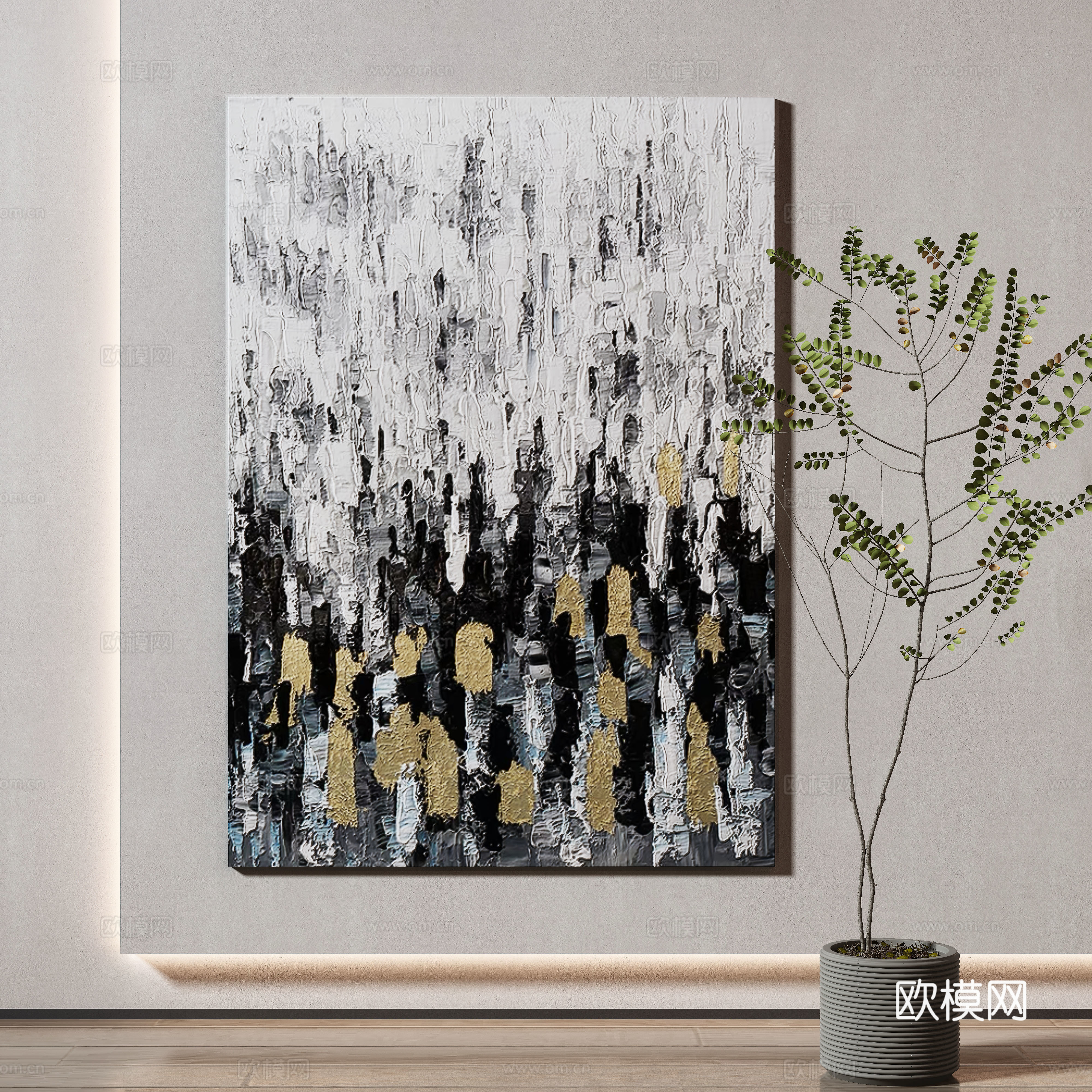 Modern decorative painting texture painting hanging painting 3d model