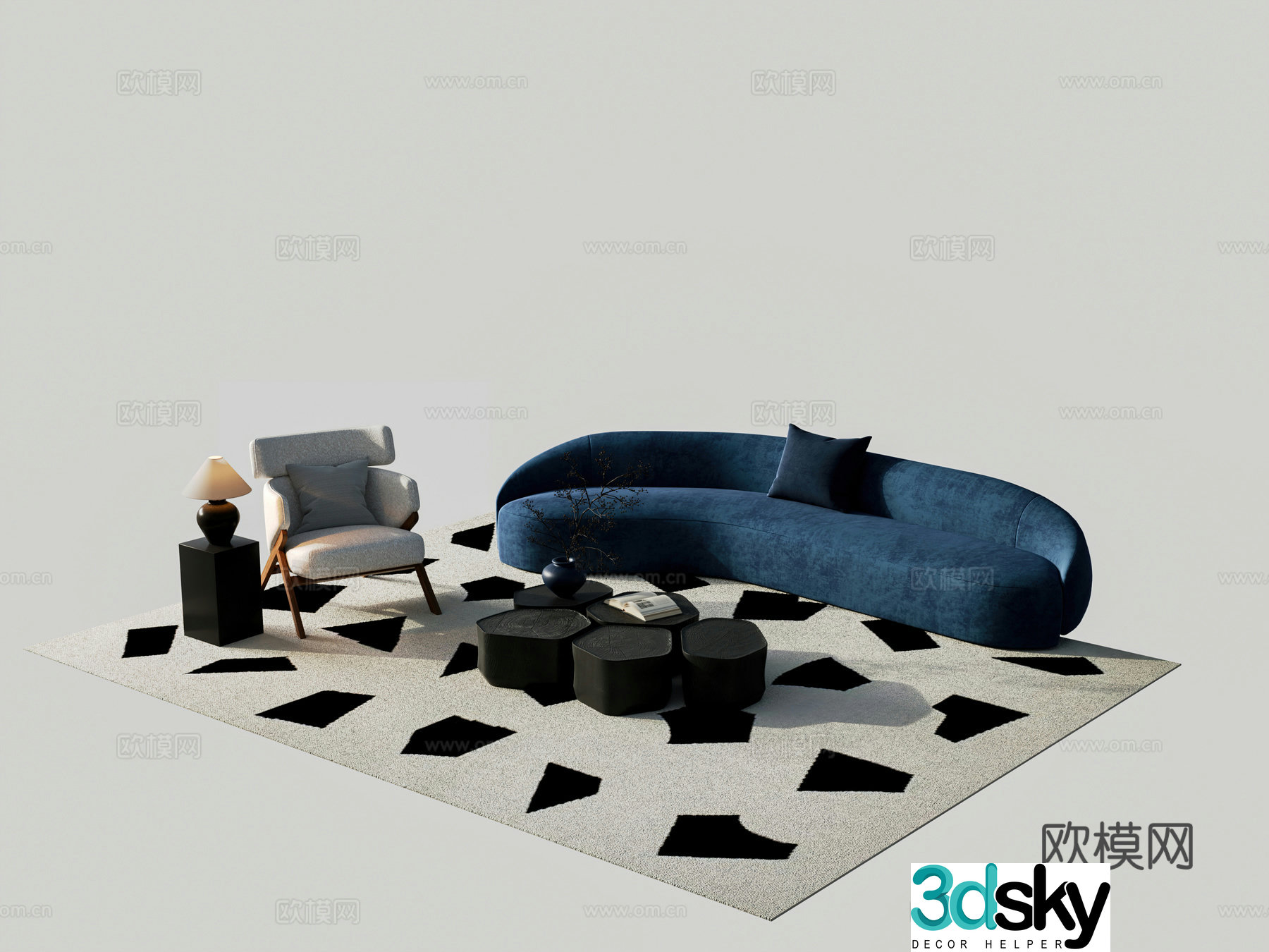 Modern sectional sofa 3d model