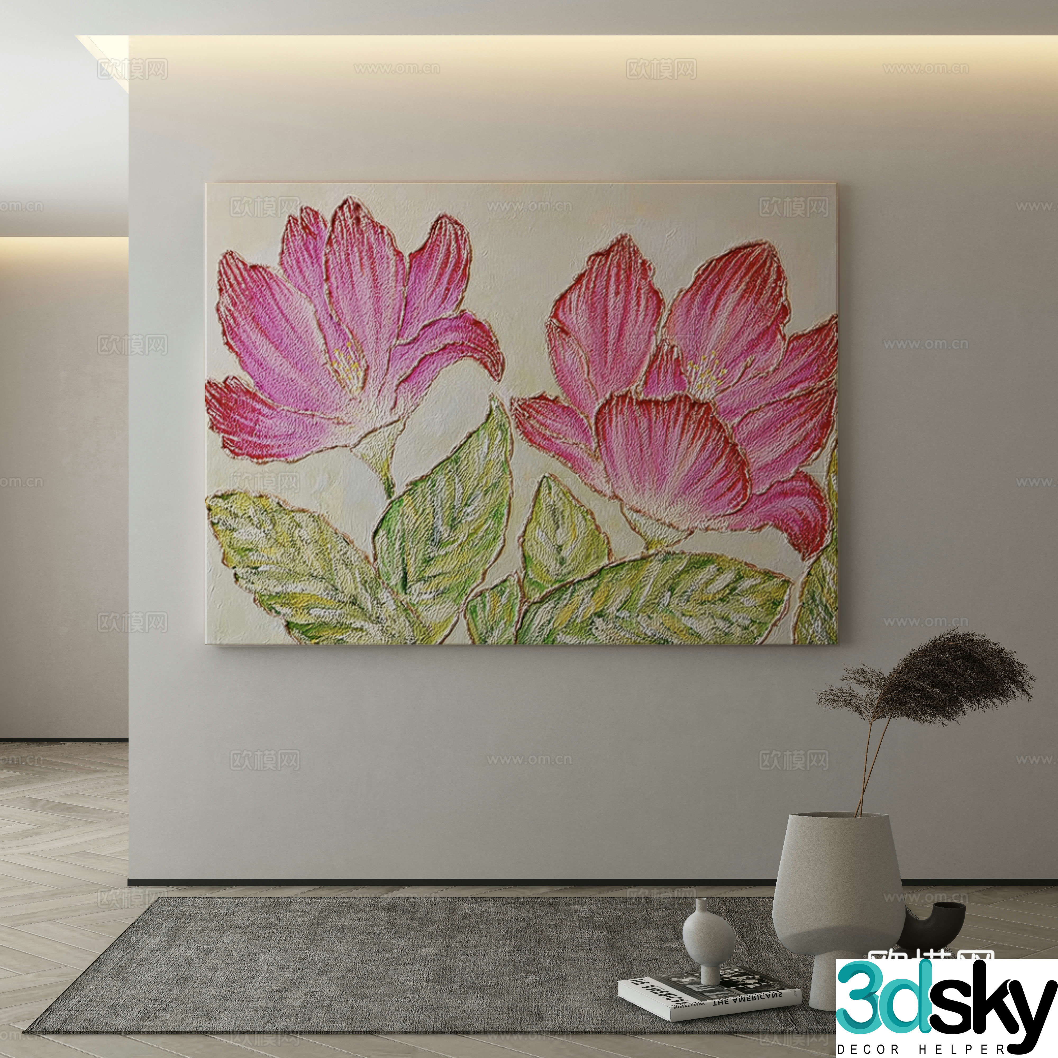 Modern flower painting decorative painting 3d model