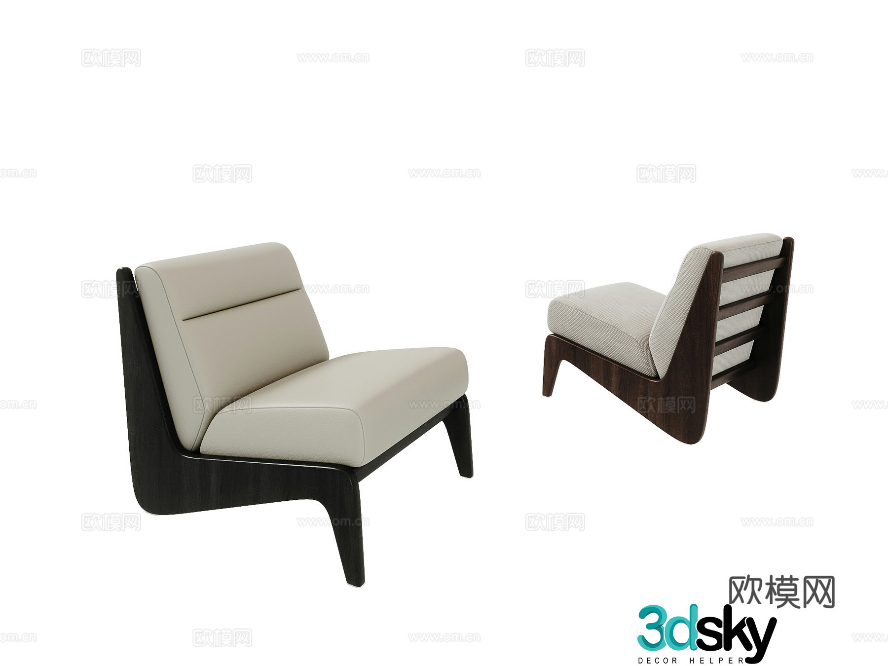 Italian style chair leisure chair 3d model