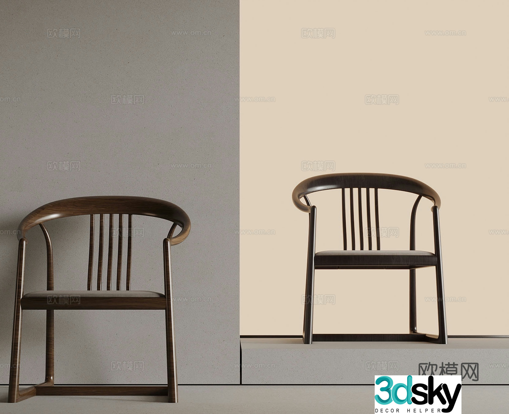 New Chinese style leisure chair armchair chair 3d model