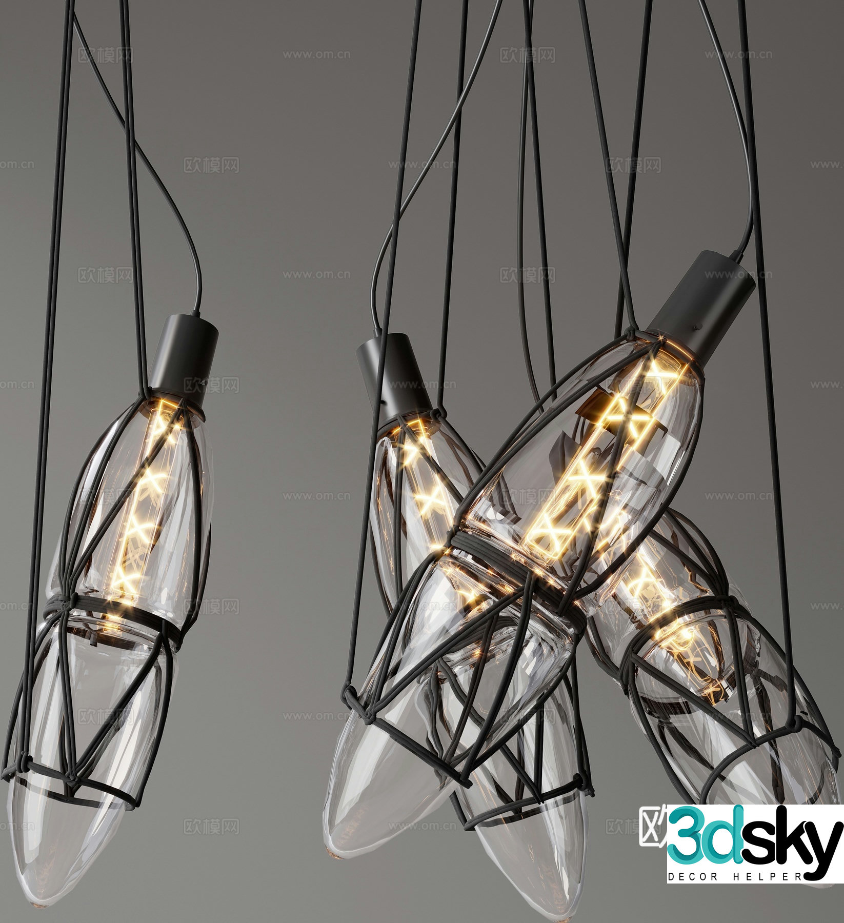 Modern glass chandelier 3d model