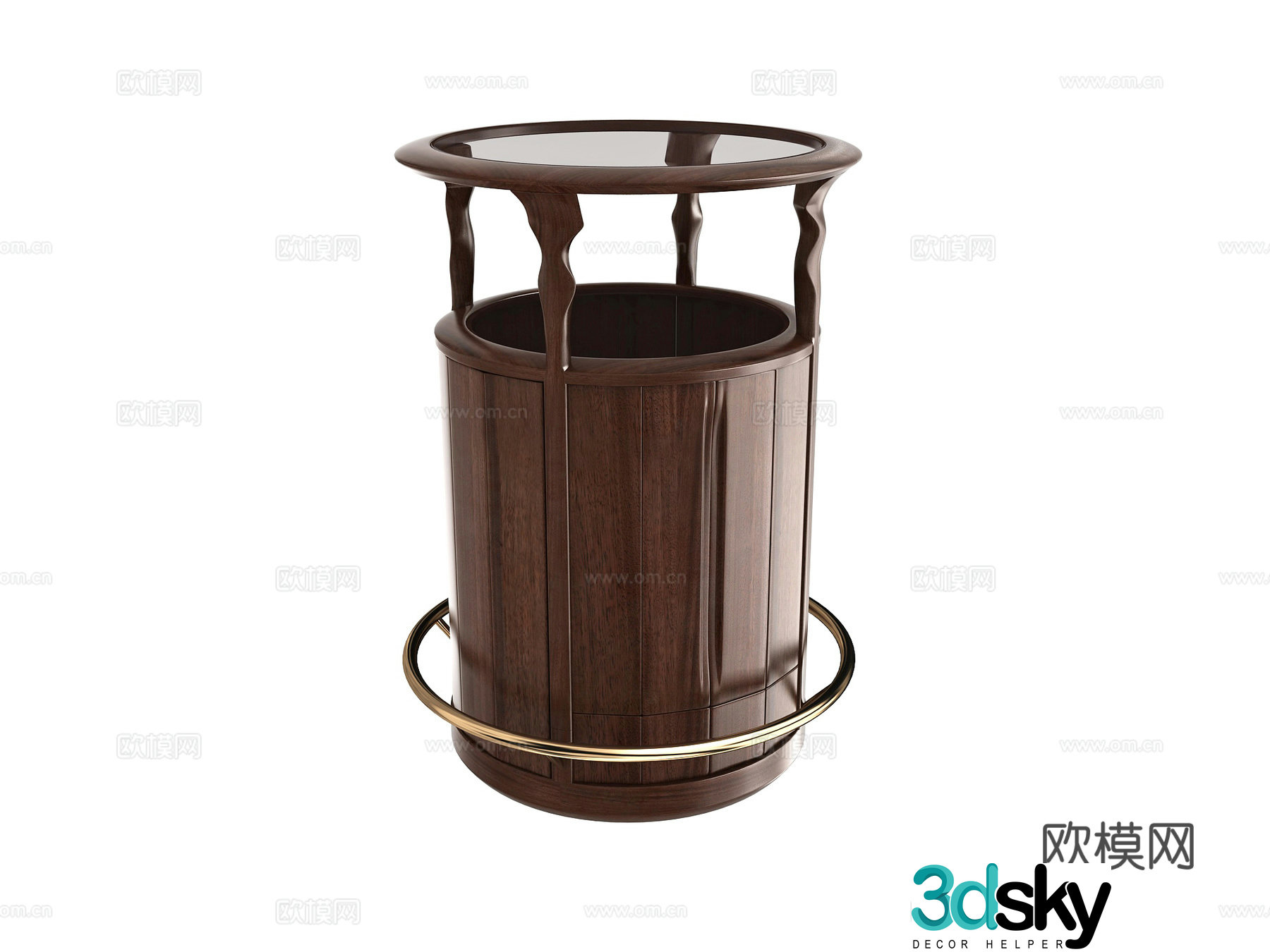 New Chinese style round table corner table side table 3D model
