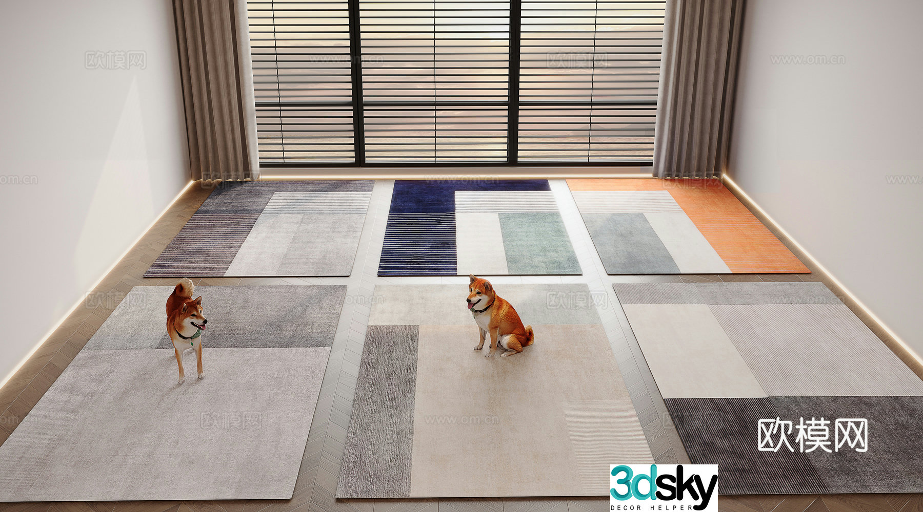 Modern carpet square rug 3d model
