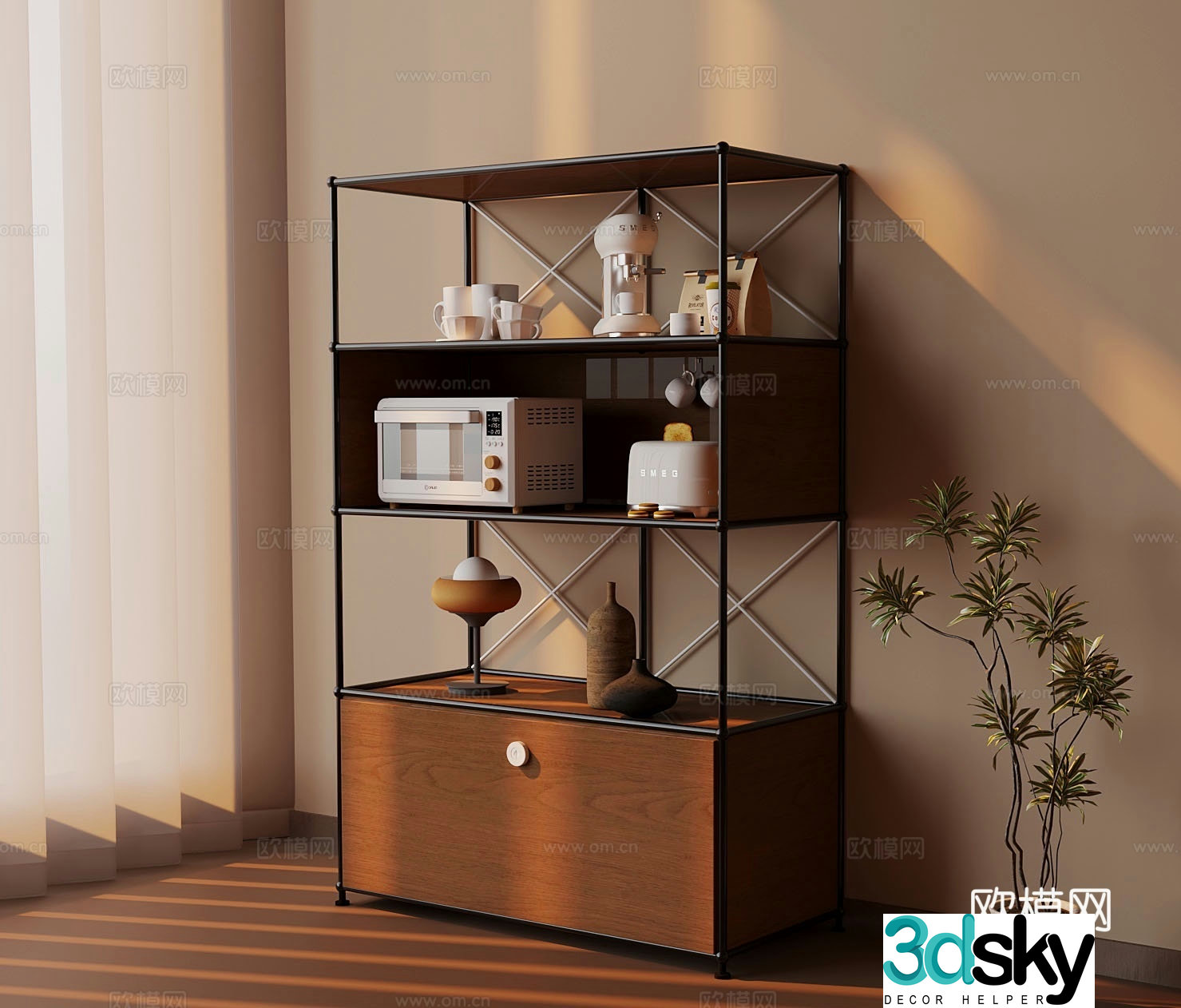Medieval style sideboard 3d model