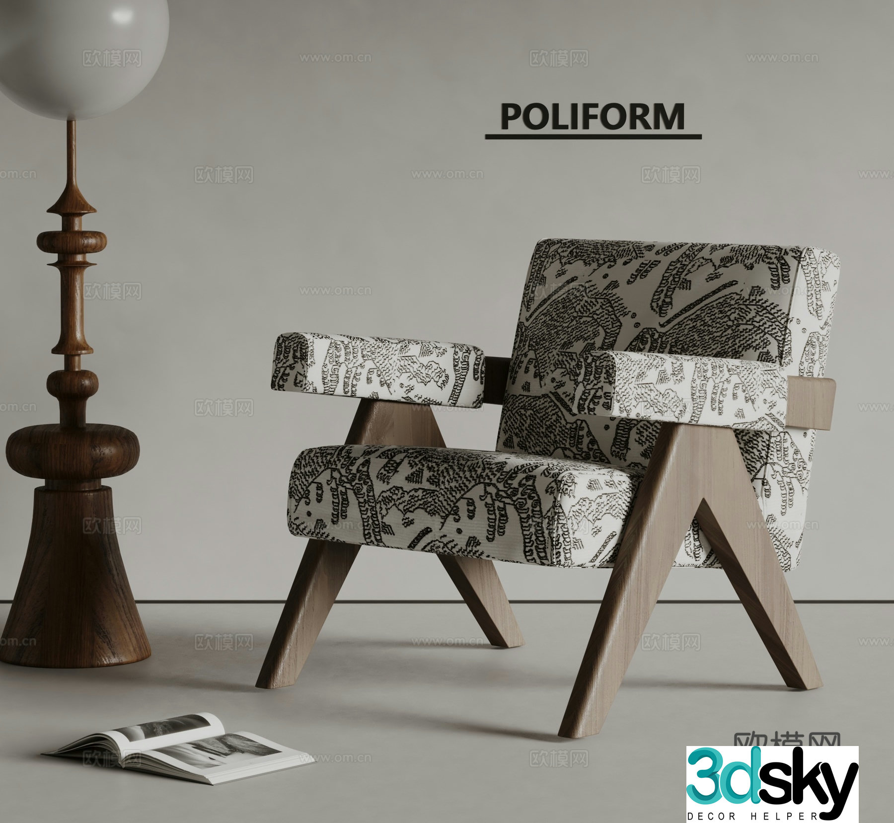 Wabi-sabi chair leisure chair 3d model