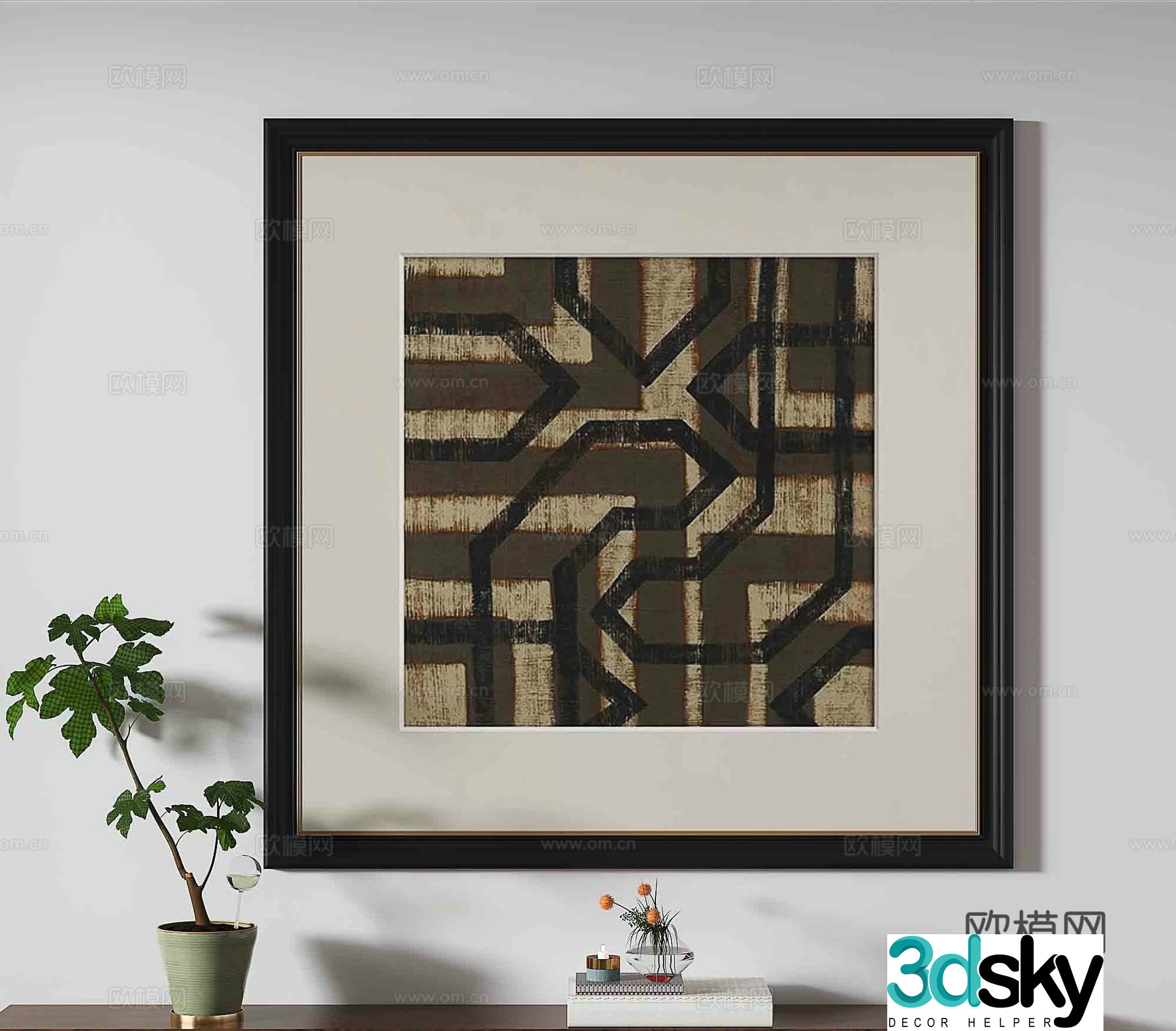 Simple European decorative painting abstract painting hanging painting 3D model
