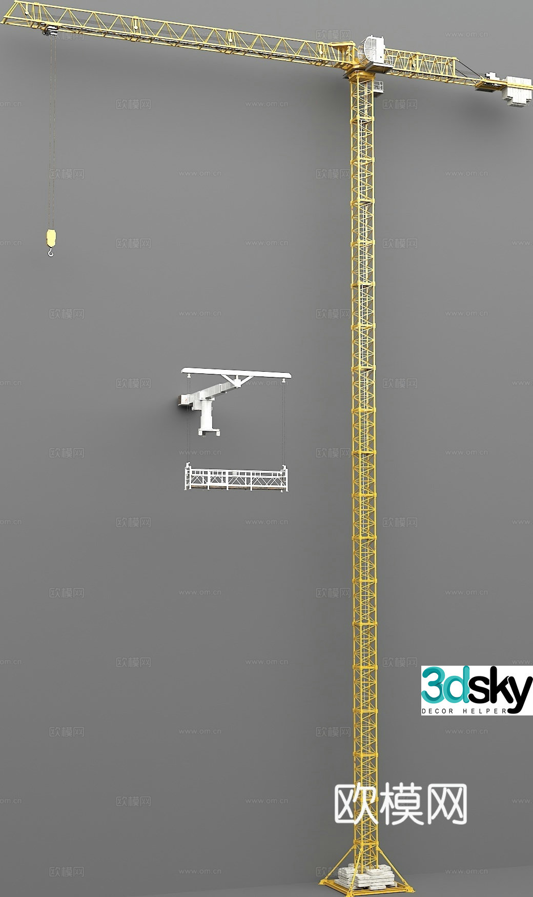 construction site crane tower crane crane 3d model