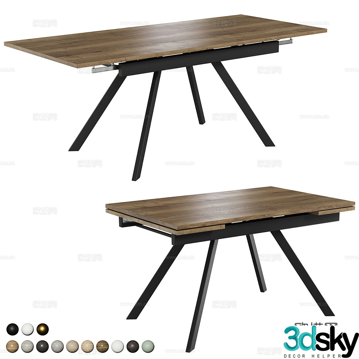 Log dining table 3d model