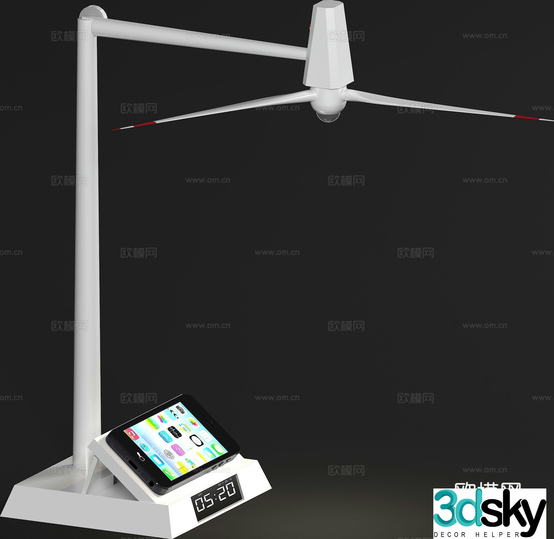 Folding windmill desk lamp 3d model