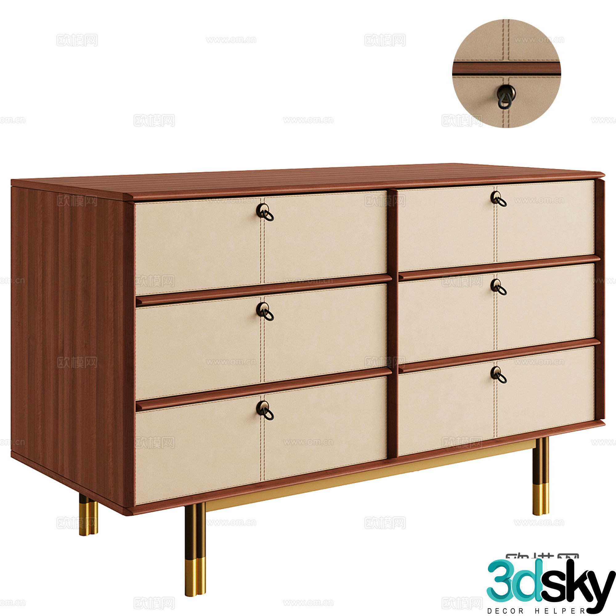 Medieval style chest of drawers 3D model