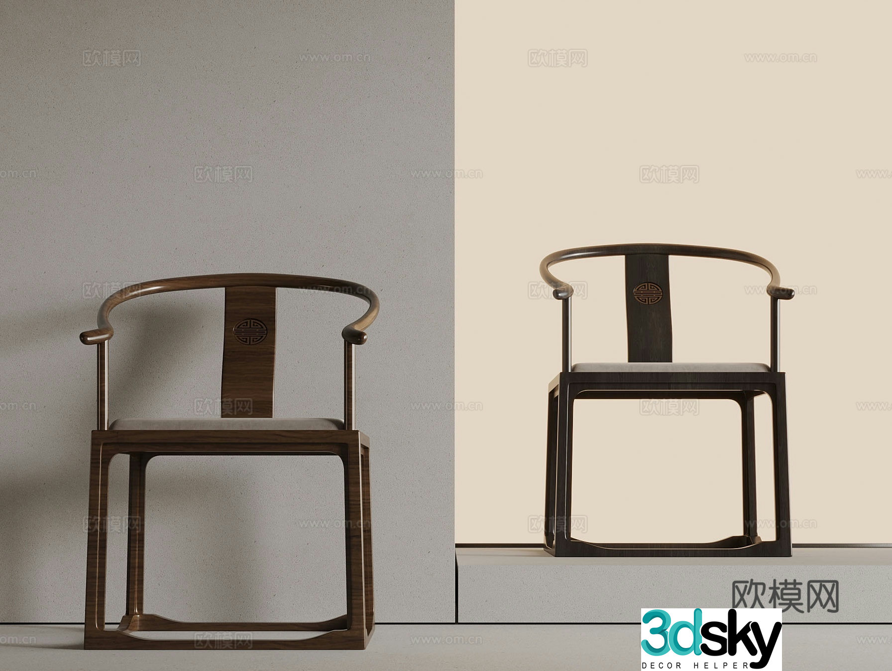 New Chinese style chair armchair 3d model