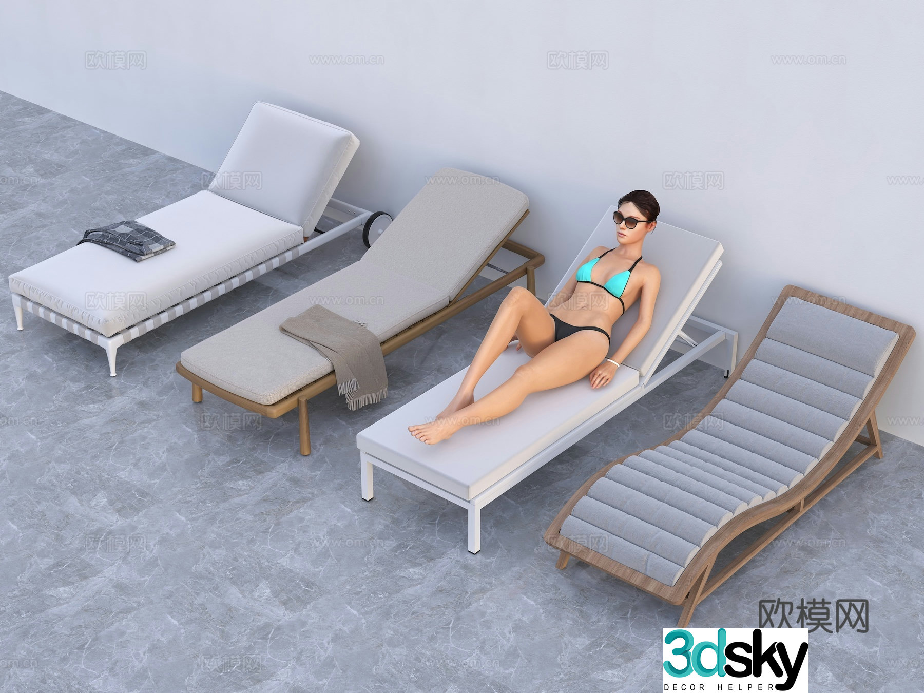 Lounge chair beach chair 3d model