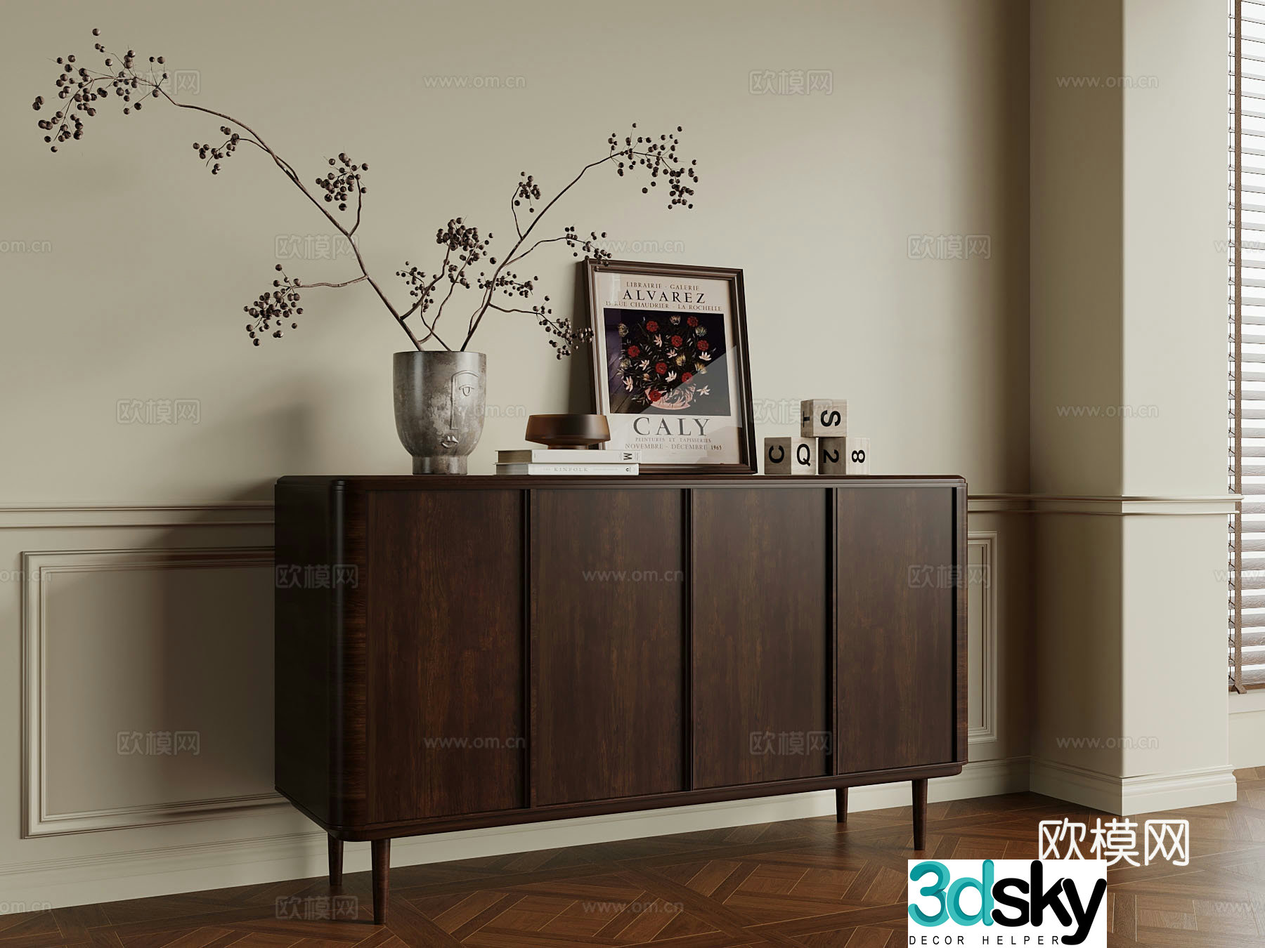 Medieval style entrance cabinet 3D model