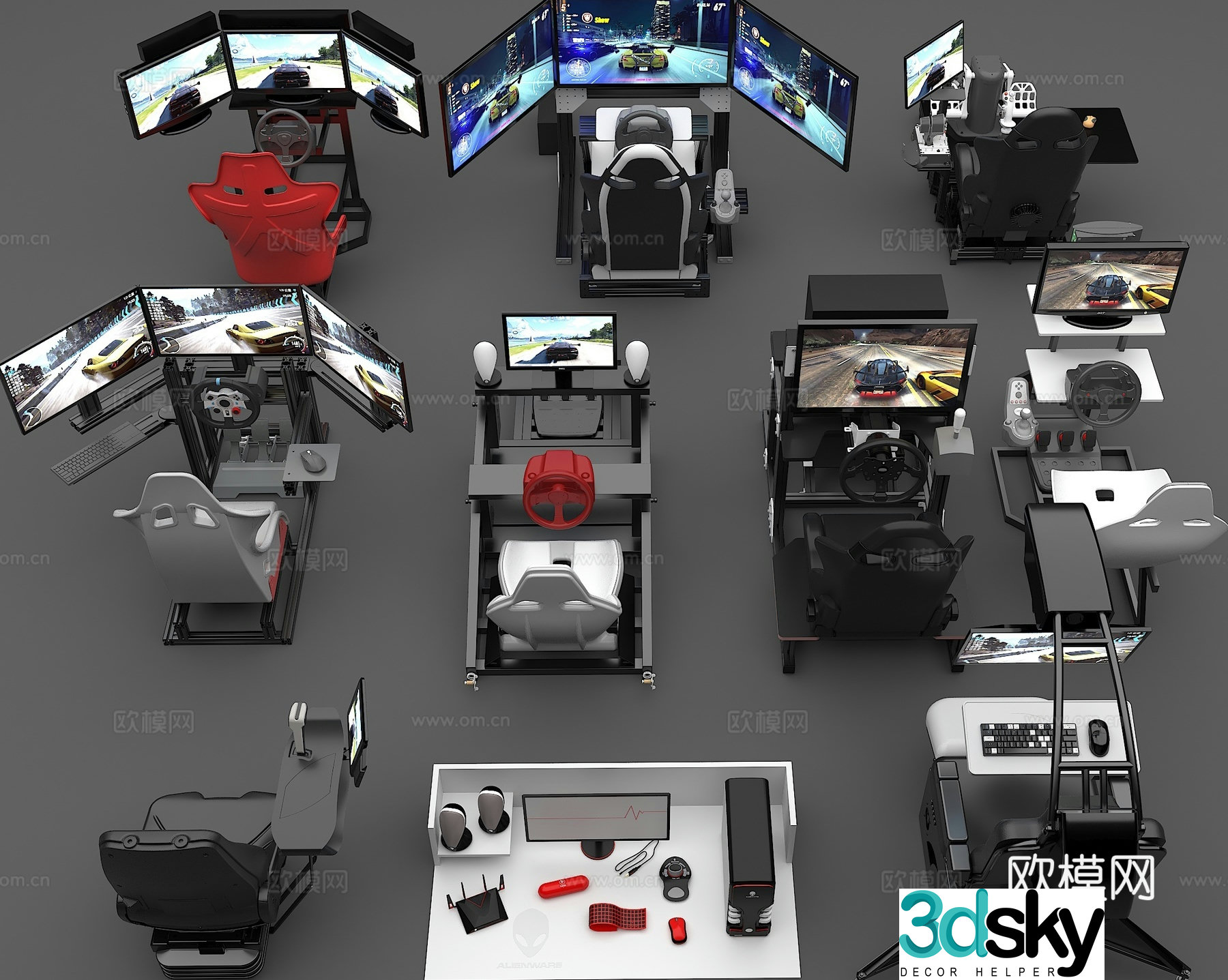 Modern racing game console 3d model