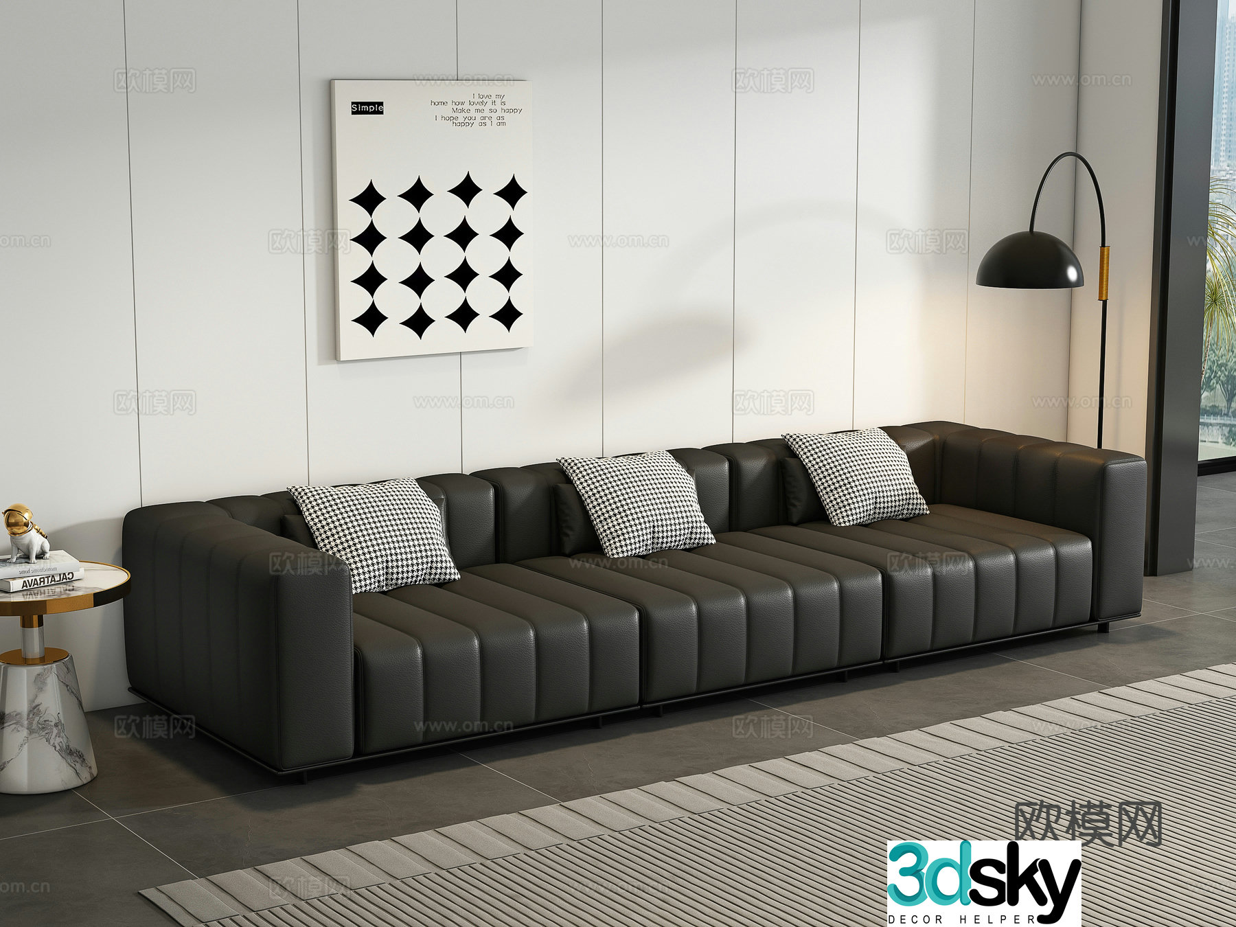 Modern multi-seater sofa 3d model